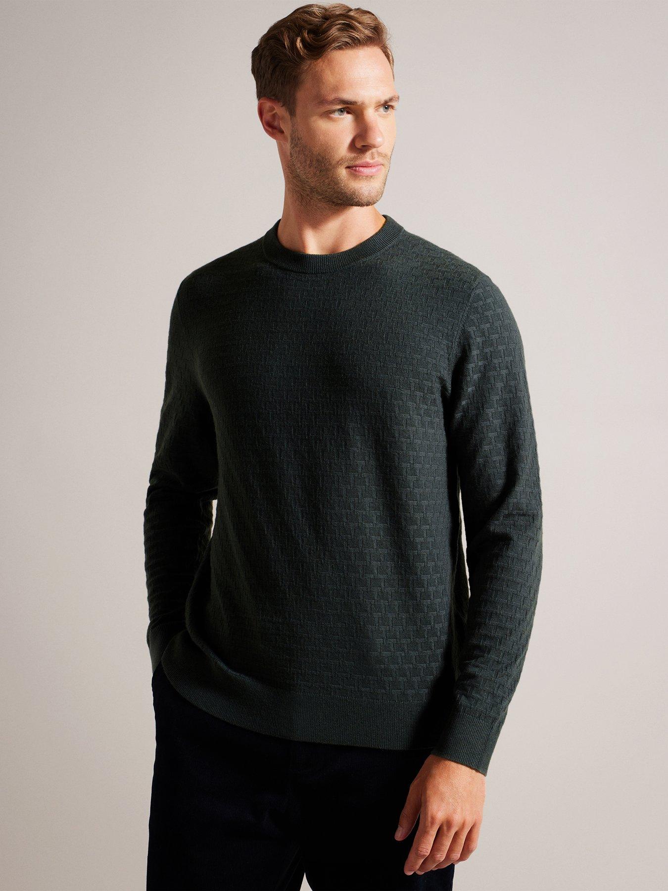 Ted Baker Loung Long Sleeve T stitch Crew Neck Jumper Dark Green Very