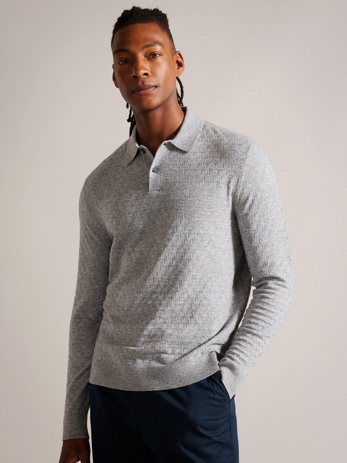 Light grey hotsell long sleeve polo