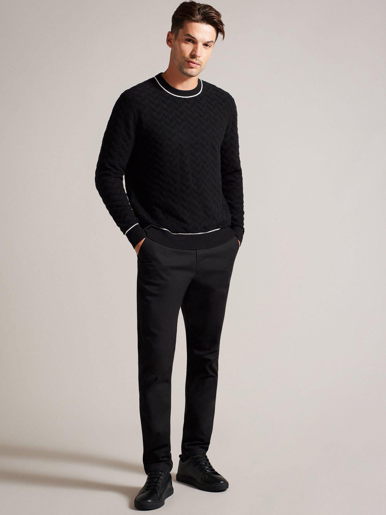 Ted Baker Sepal Regular Textured Crew Neck Jumper - Black | Very.co.uk