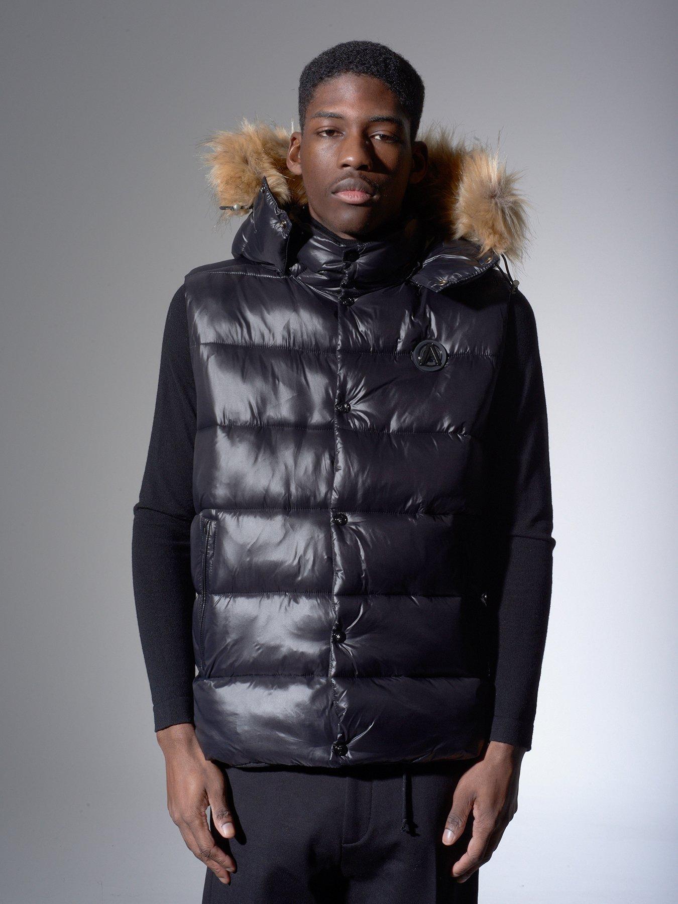 Mens gilet cheap with fur hood