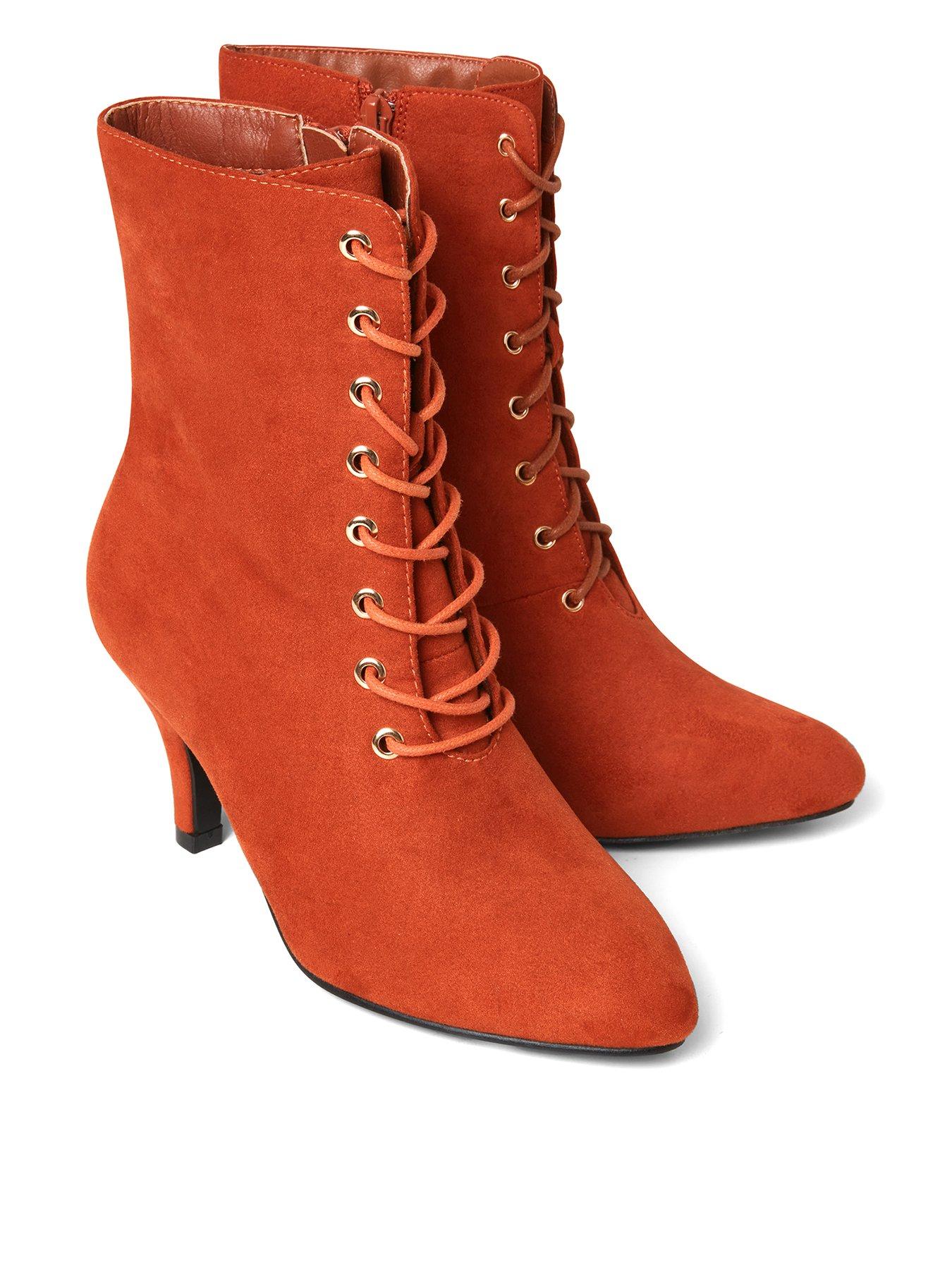 Astonishing Lace Up Boots Burnt Orange