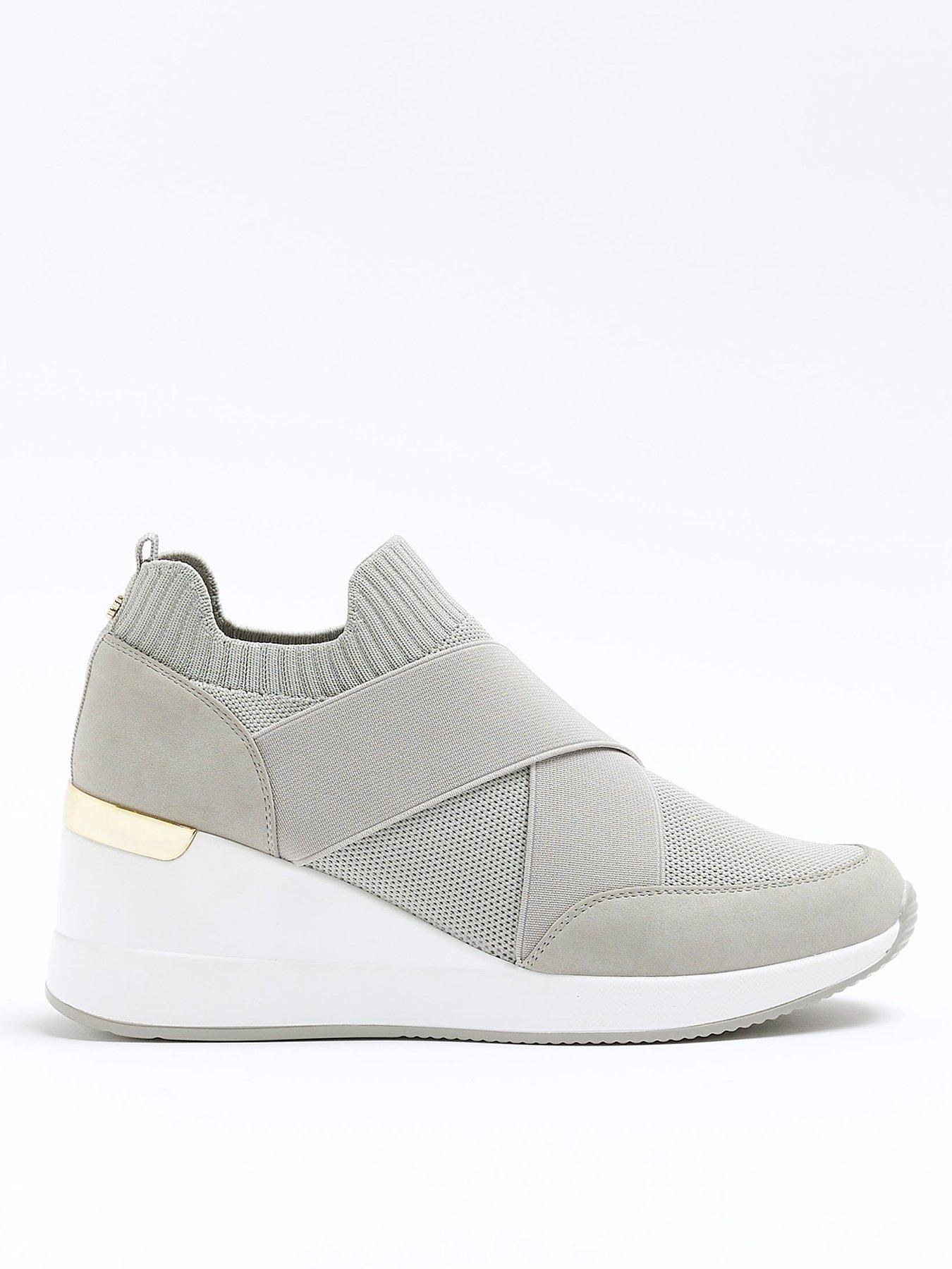 River Island Wedged Elastic Runner - Grey | very.co.uk