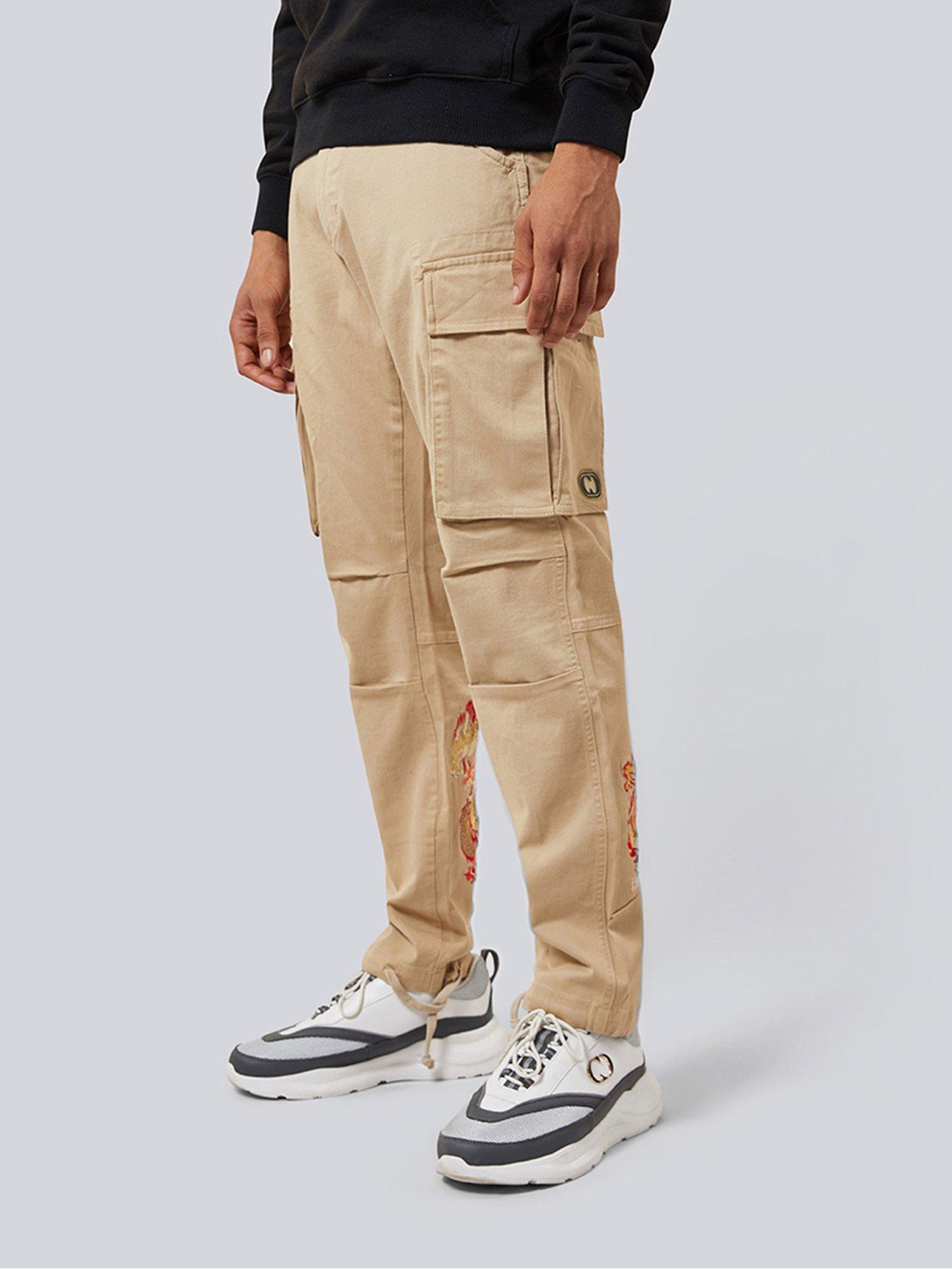 Criminal Damage Hidden Dragon Cargo Pants - Beige | very.co.uk