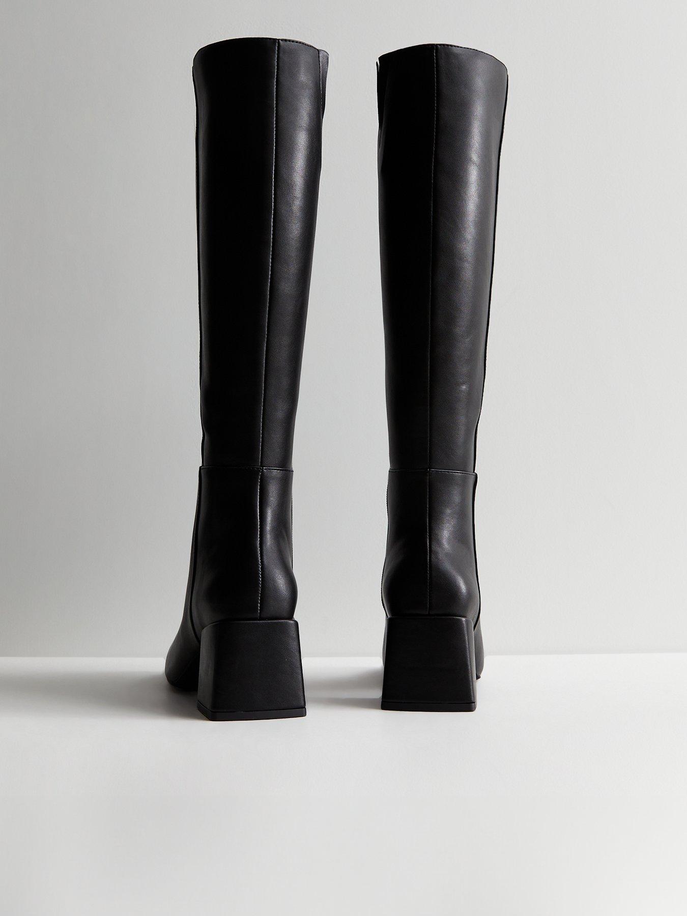 Black knee high boots best sale without heel