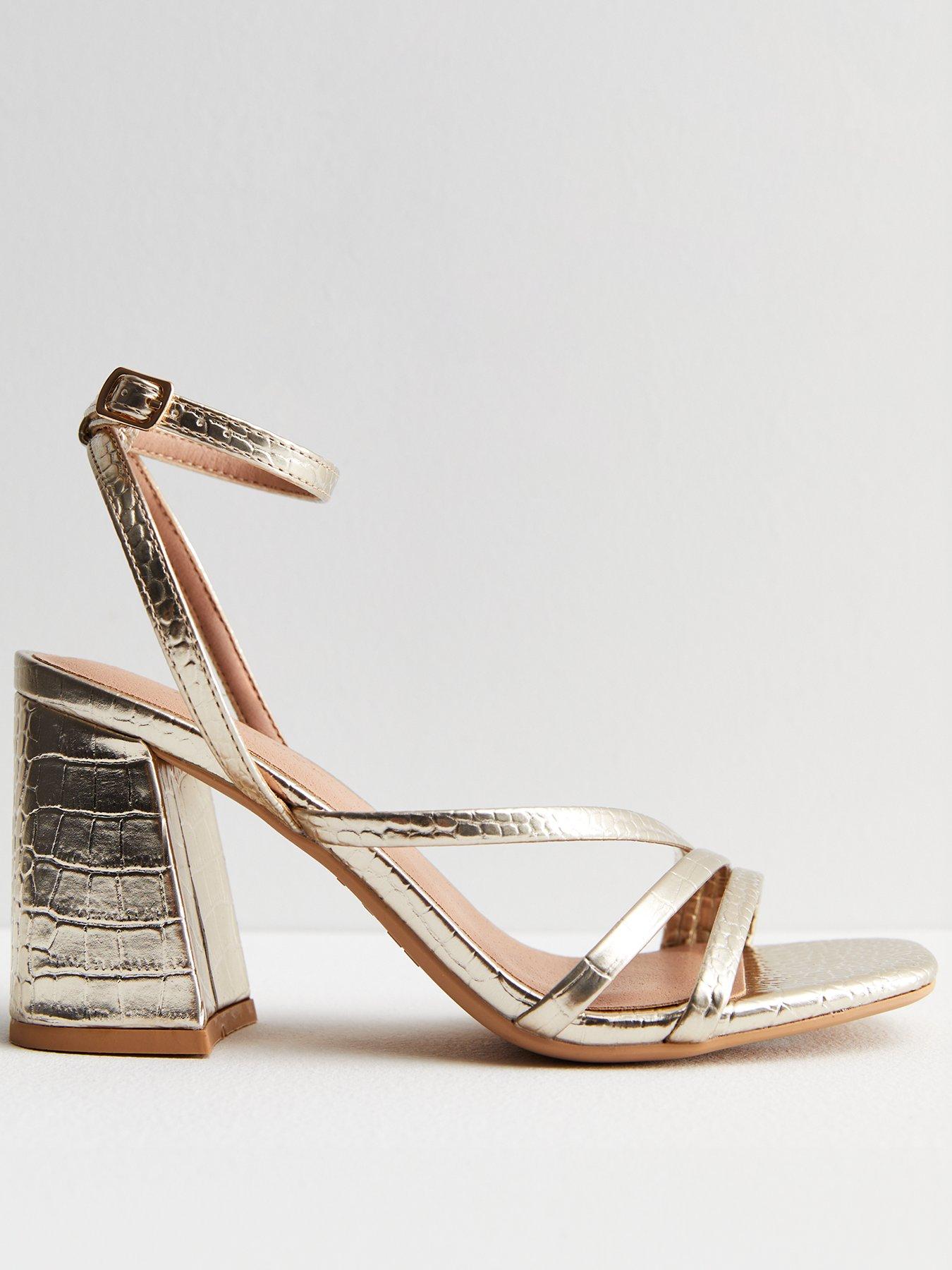 New look rose gold best sale block heel