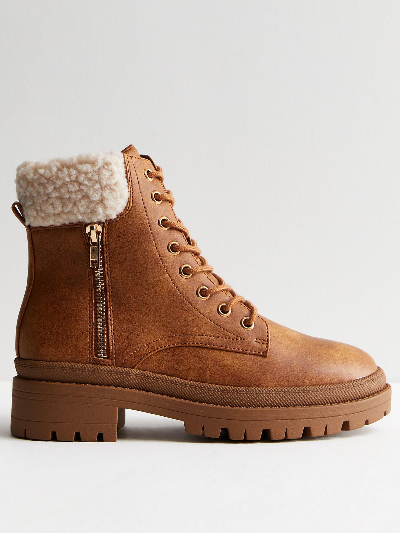 New look brown 2025 lace up boots