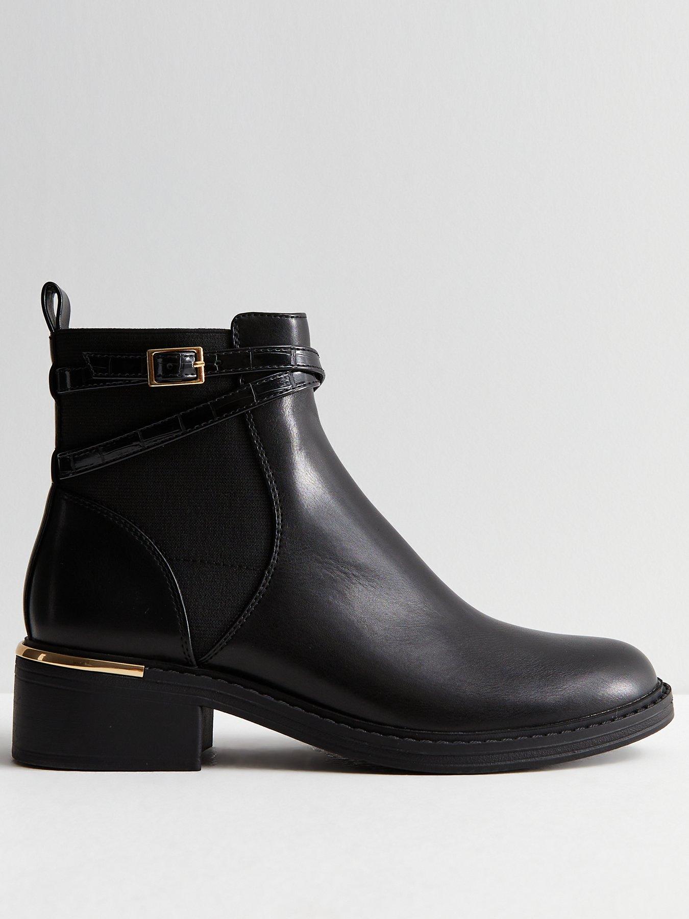 New Look Black Leather Look Block Heel Chelsea Boots very