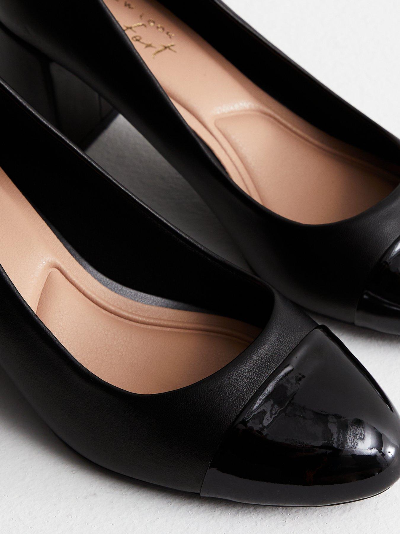 New Look Black Leather Look Block Heel Court Shoes Very