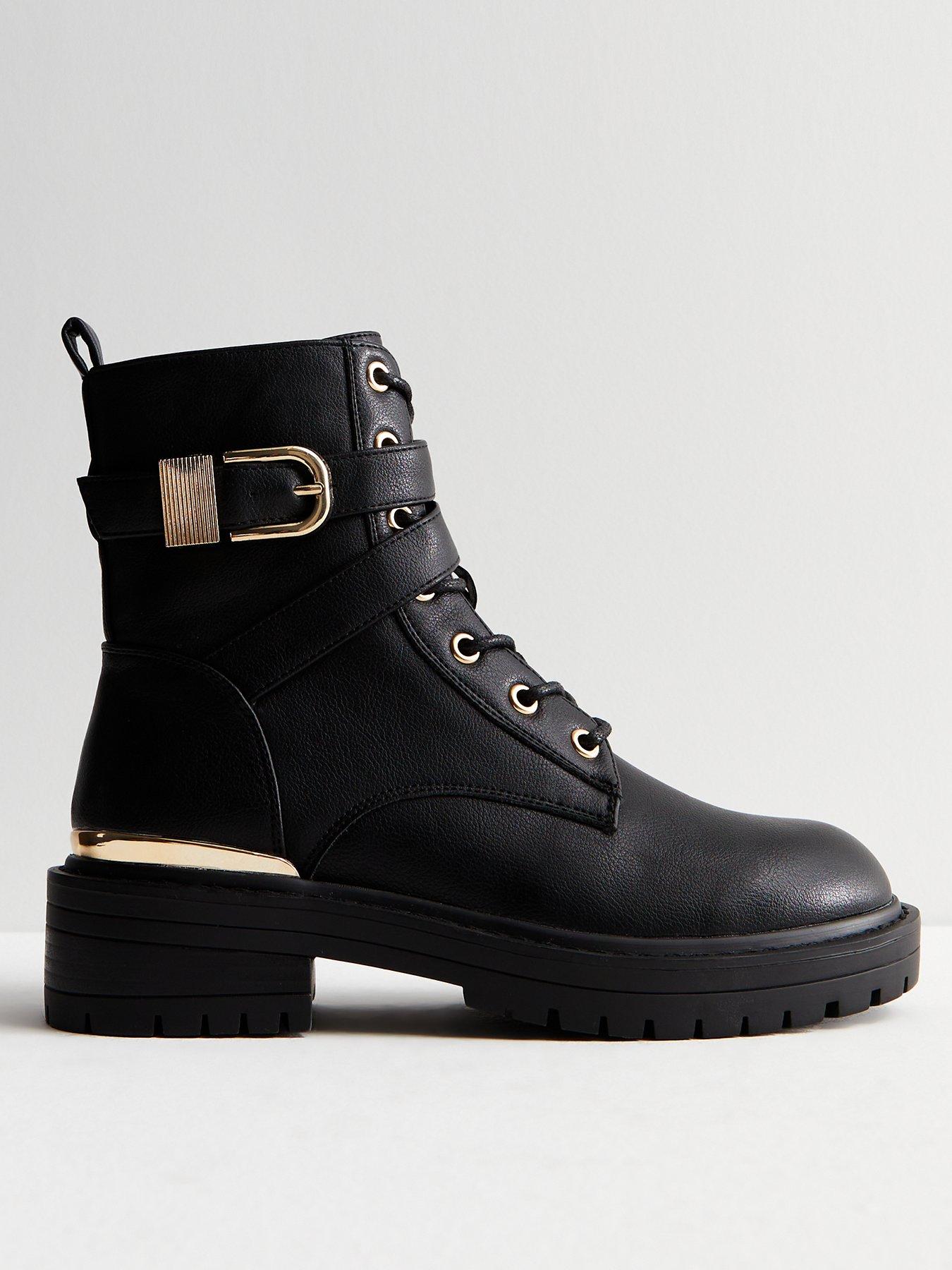 Biker boots gold store buckle