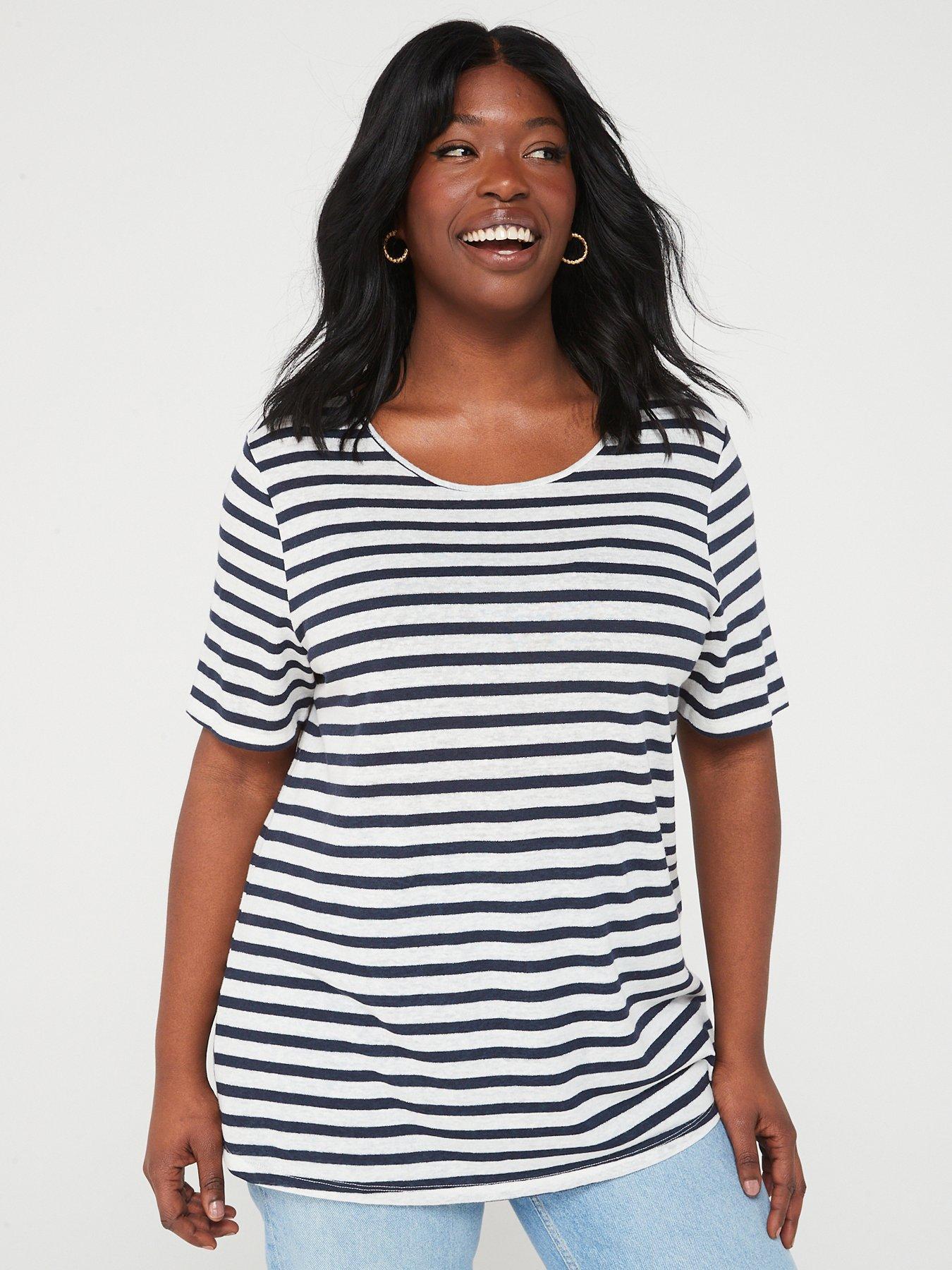 Striped t 2024 shirt plus size