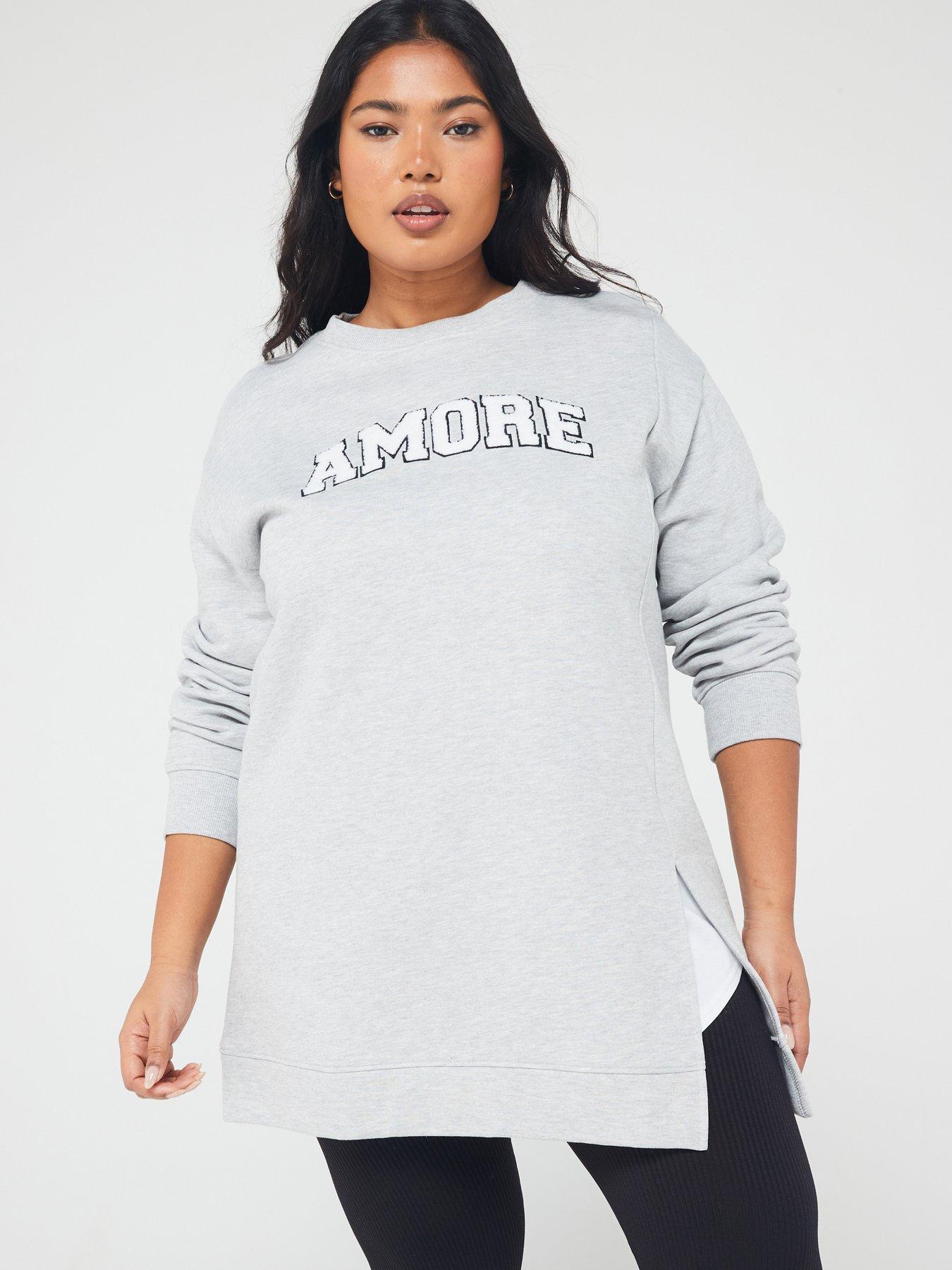 Plus size shop slogan sweatshirt