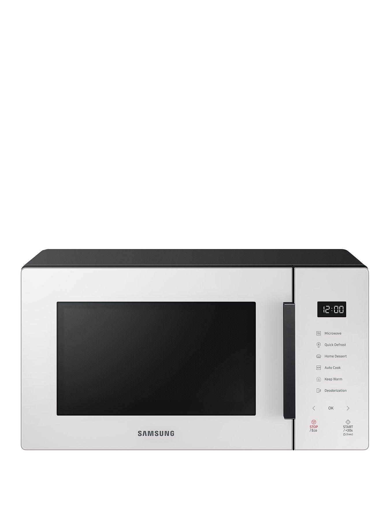 Product photograph of Samsung Bespoke Ms23t5018ae Eu 23l Solo Microwave - White from very.co.uk