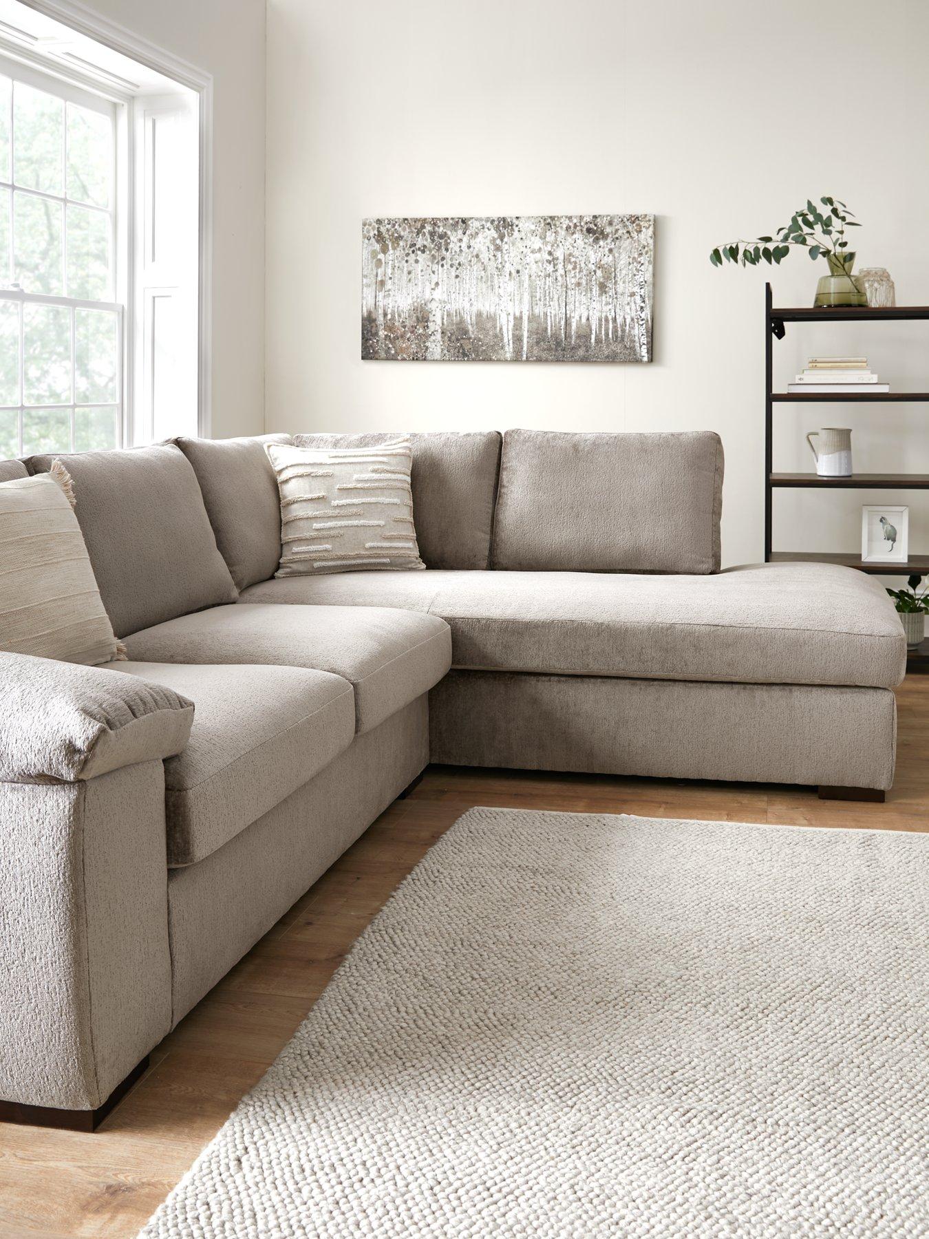 Image 1 of 7 of Very Home Salerno Standard Seater Fabric Right Hand Corner Chaise Sofa - Taupe&nbsp;- FSC&reg; Certified