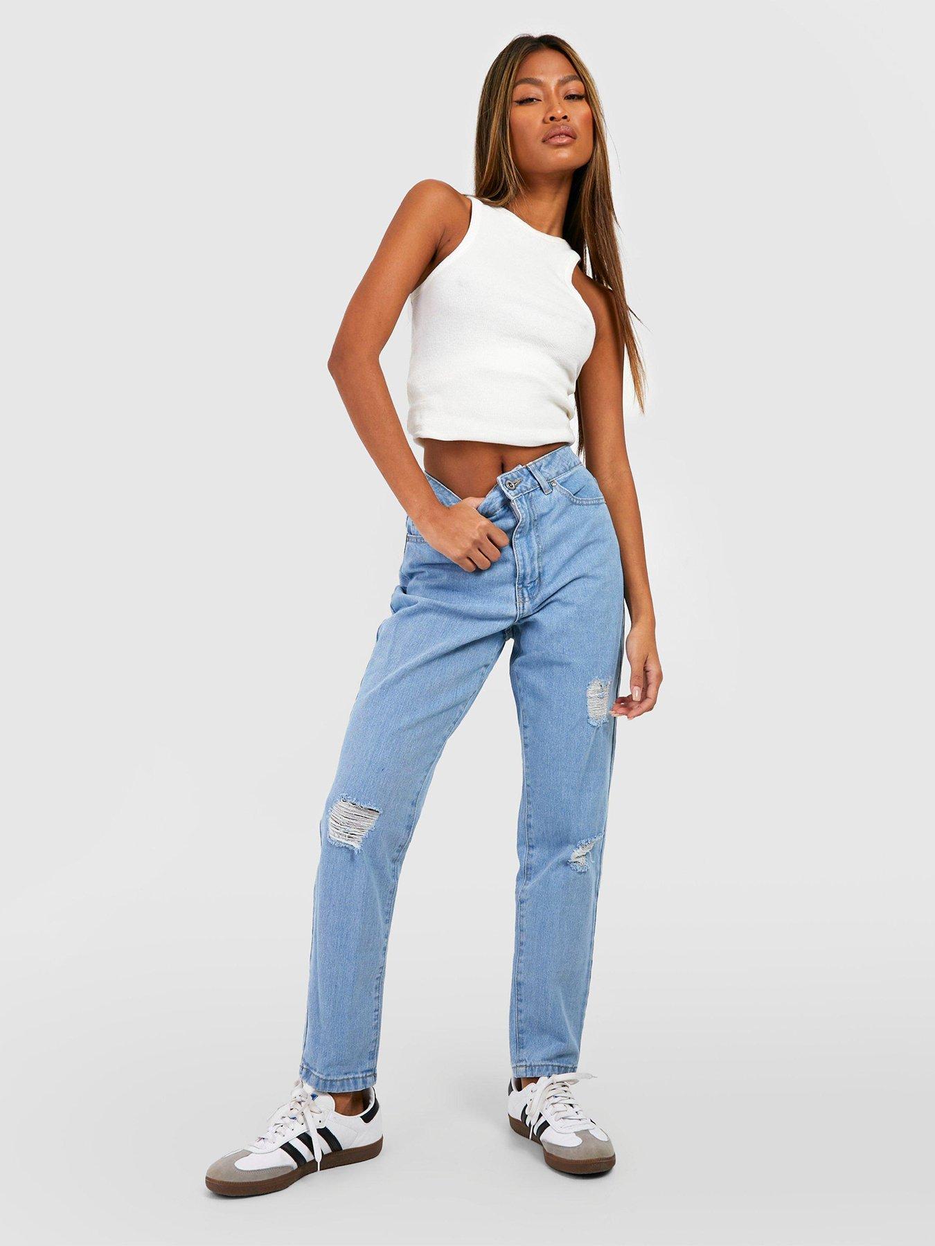 Women's Ultra High-Rise Light Wash Mom Jeans, Women's Clearance