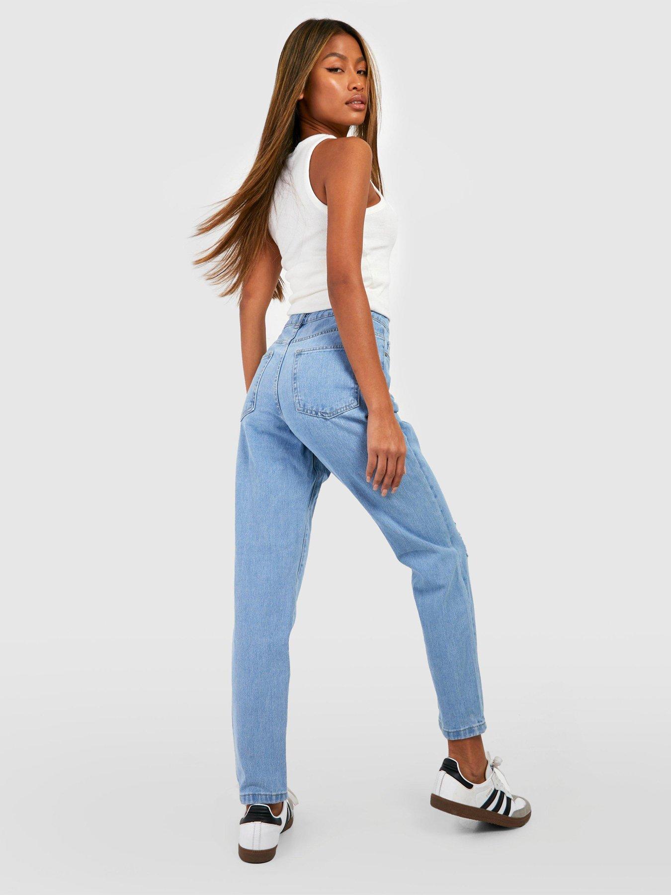 Women's Ultra High-Rise Light Wash Mom Jeans, Women's Clearance