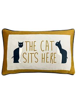 Product photograph of Furn The Cat Sits Here Cushion from very.co.uk