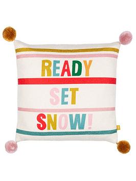 Product photograph of Furn Pom Pom Ready Set Snow Cushion from very.co.uk