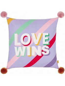 Product photograph of Furn Pom Pom Love Wins Cushion from very.co.uk