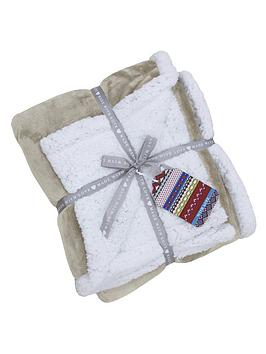 Product photograph of Riva Home Lux Sherpa Throw - Natural from very.co.uk
