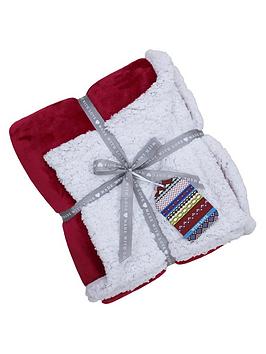 Product photograph of Riva Home Lux Sherpa Throw - Red from very.co.uk
