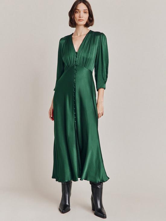 front image of ghost-madison-dress--dark-green