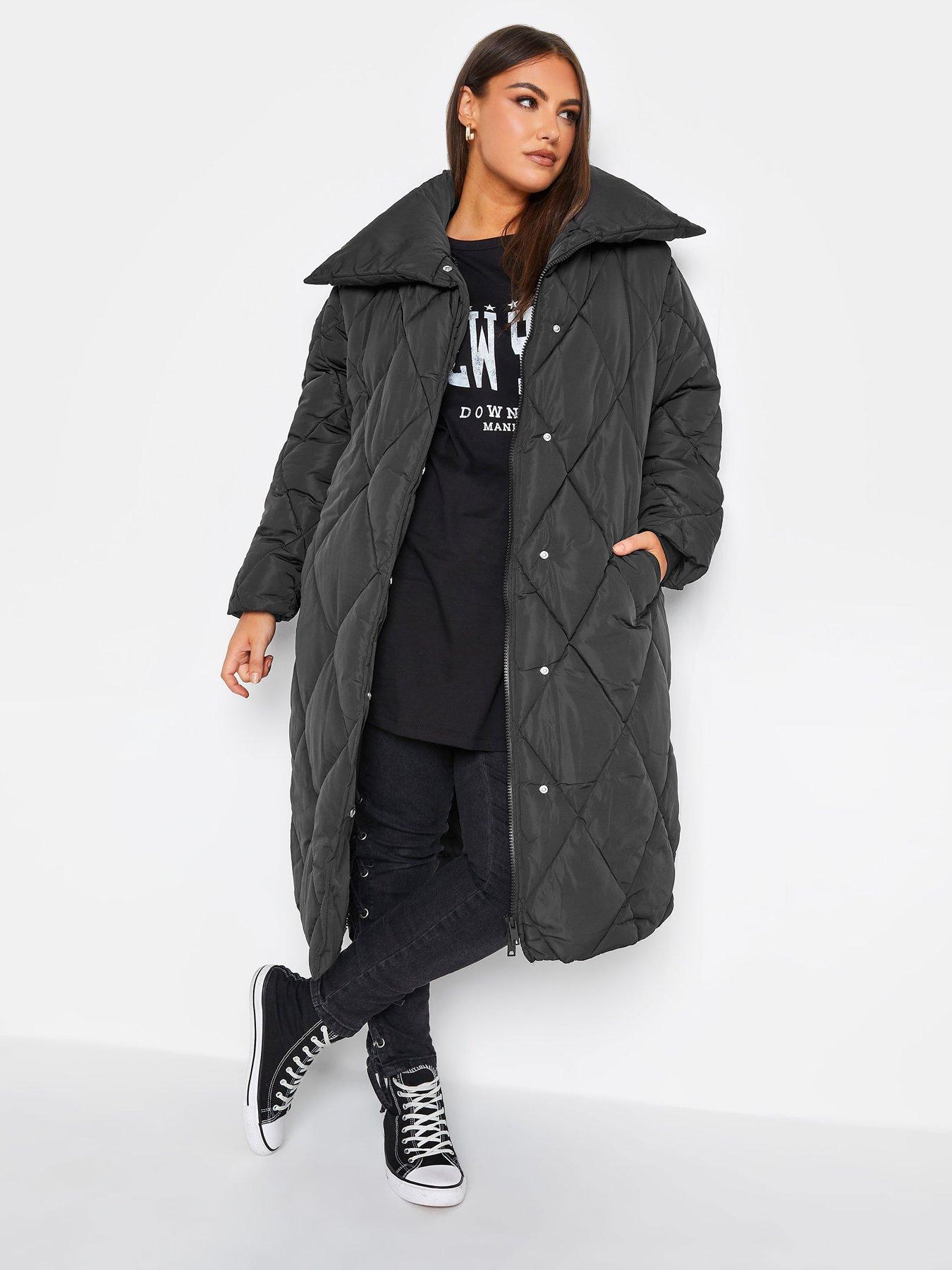 Long black puffer coat plus outlet size