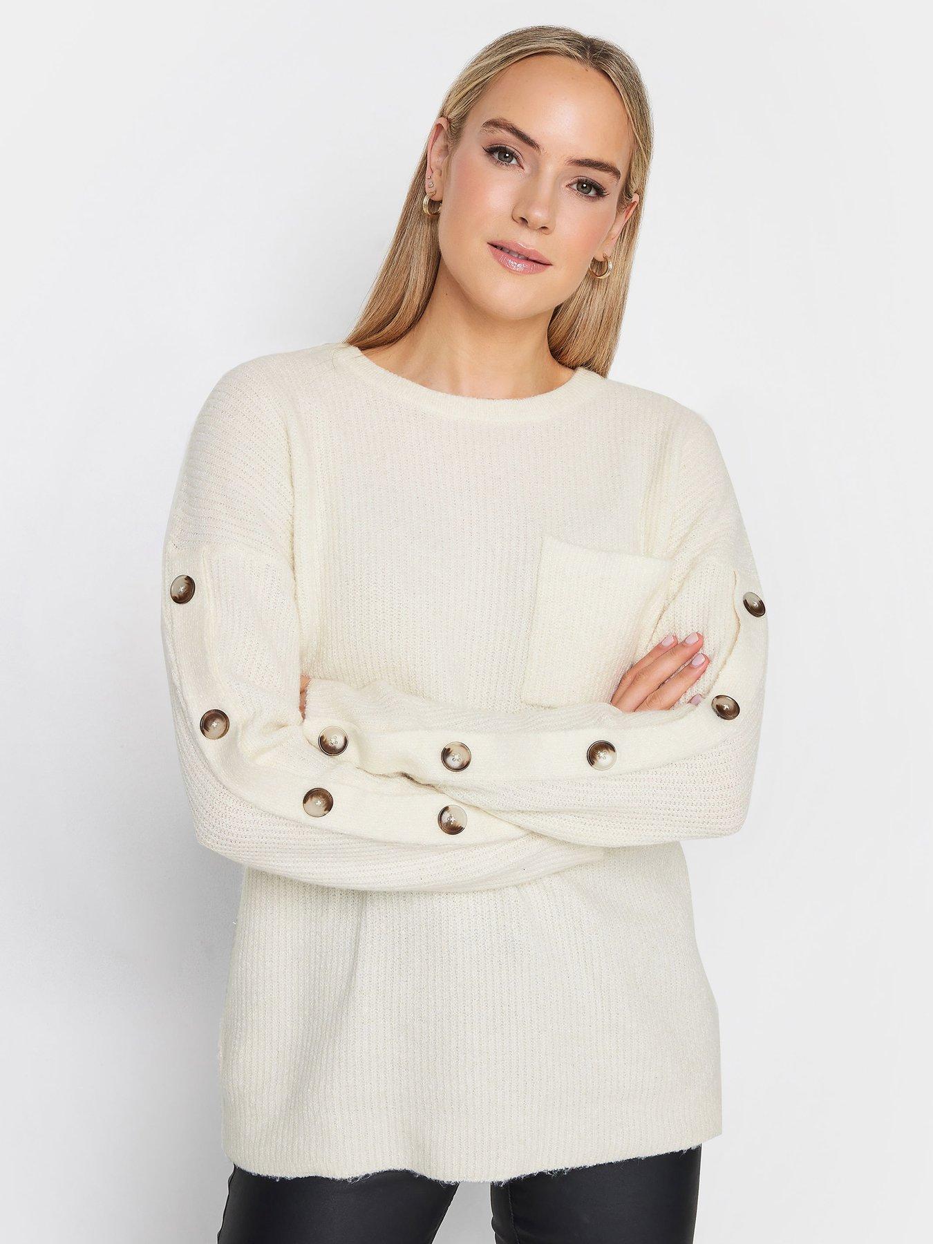 Ivory Button Sleeve Jumper