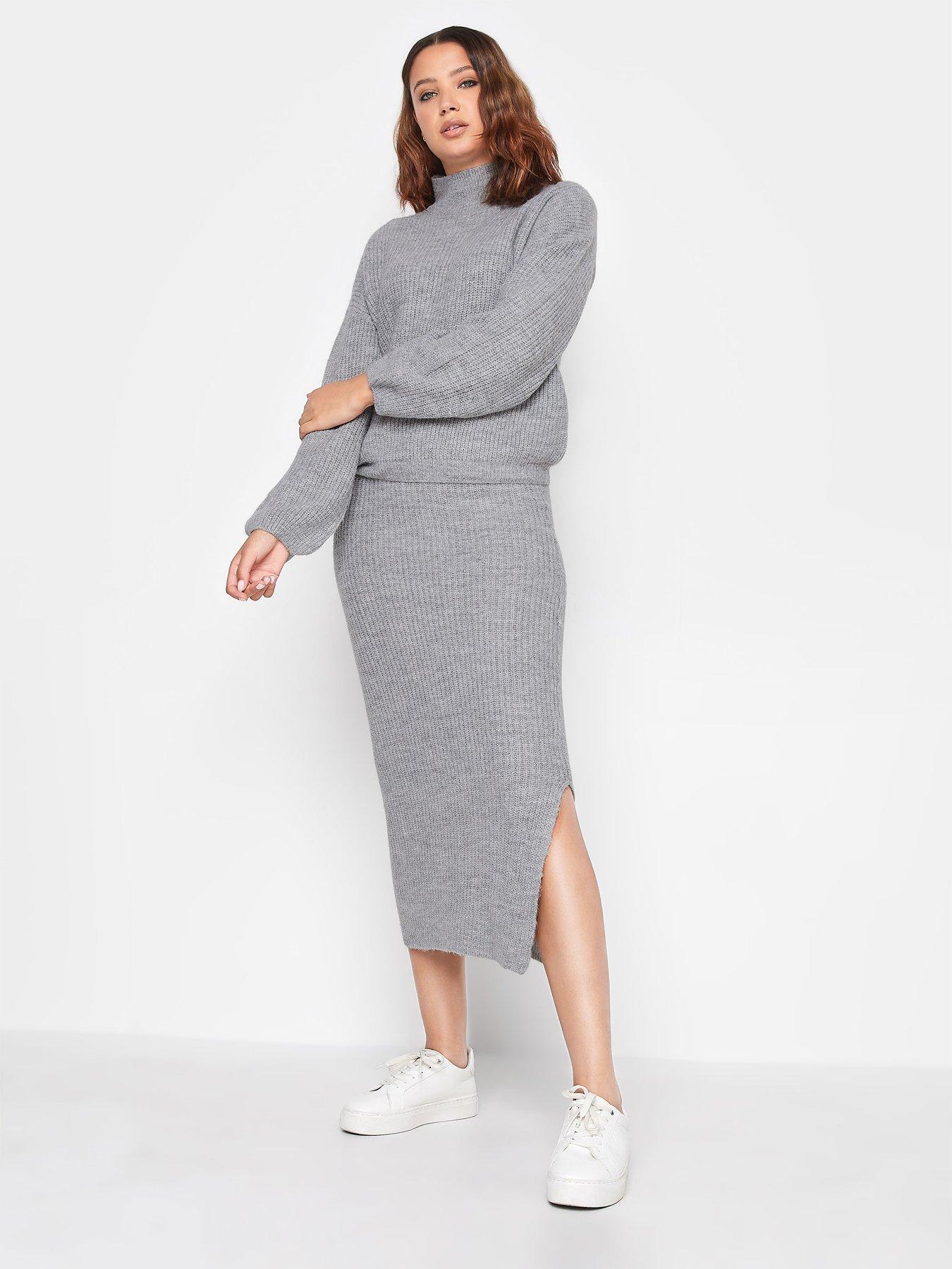 Grey ribbed skirt outlet co ord