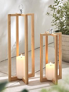 Product photograph of Very Home Pair Of Wooden Lanterns 56cm 40cm from very.co.uk