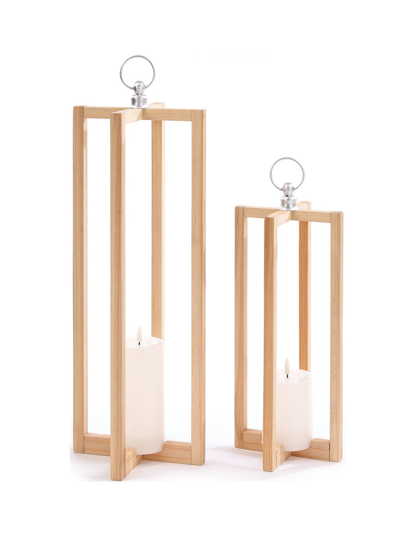Image 2 of 5 of Very Home Pair of Wooden&nbsp;Lanterns (56cm/40cm)