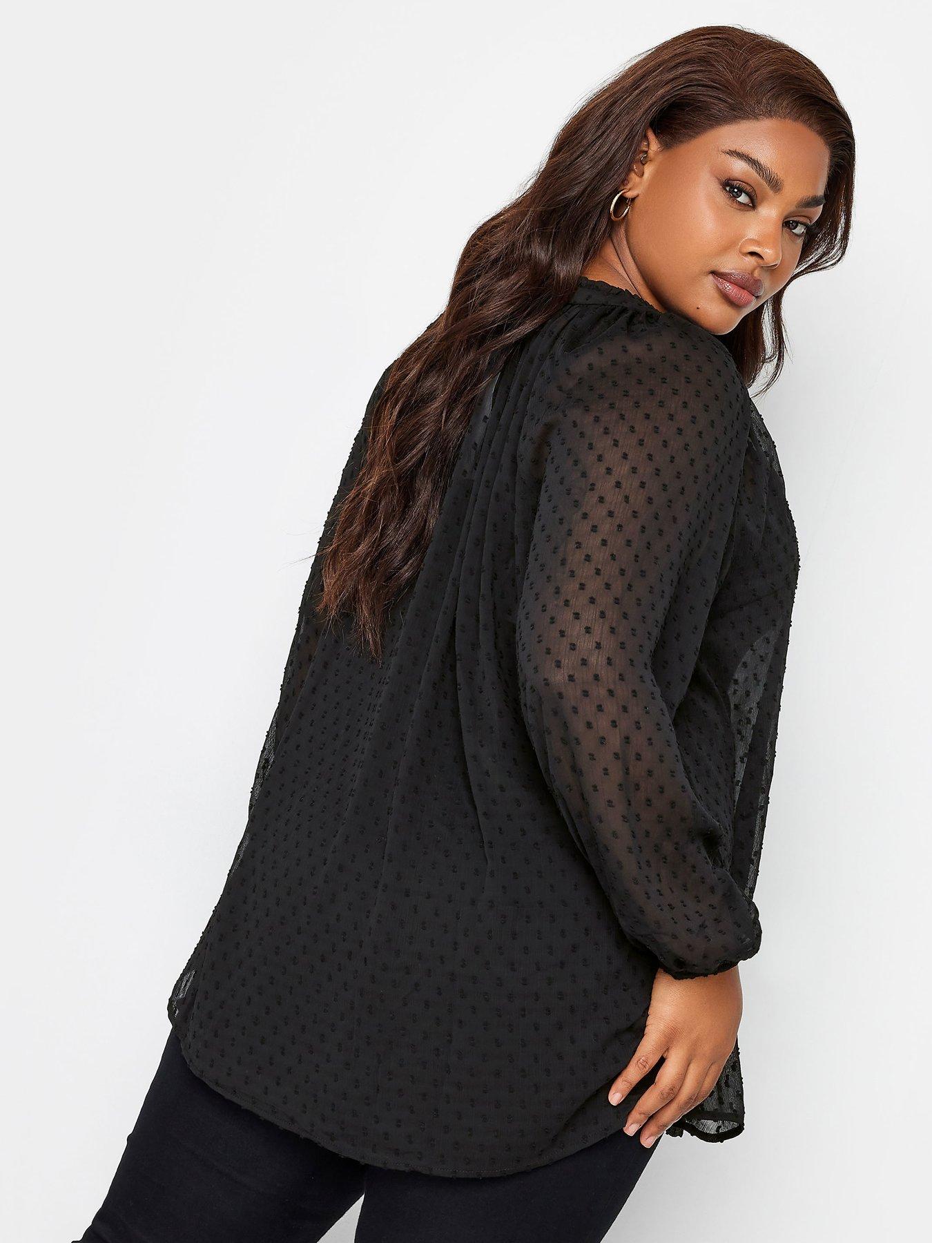 Black Chiffon Top - Sheer Tie-Back Top - Sheer Long Sleeve Top - Lulus