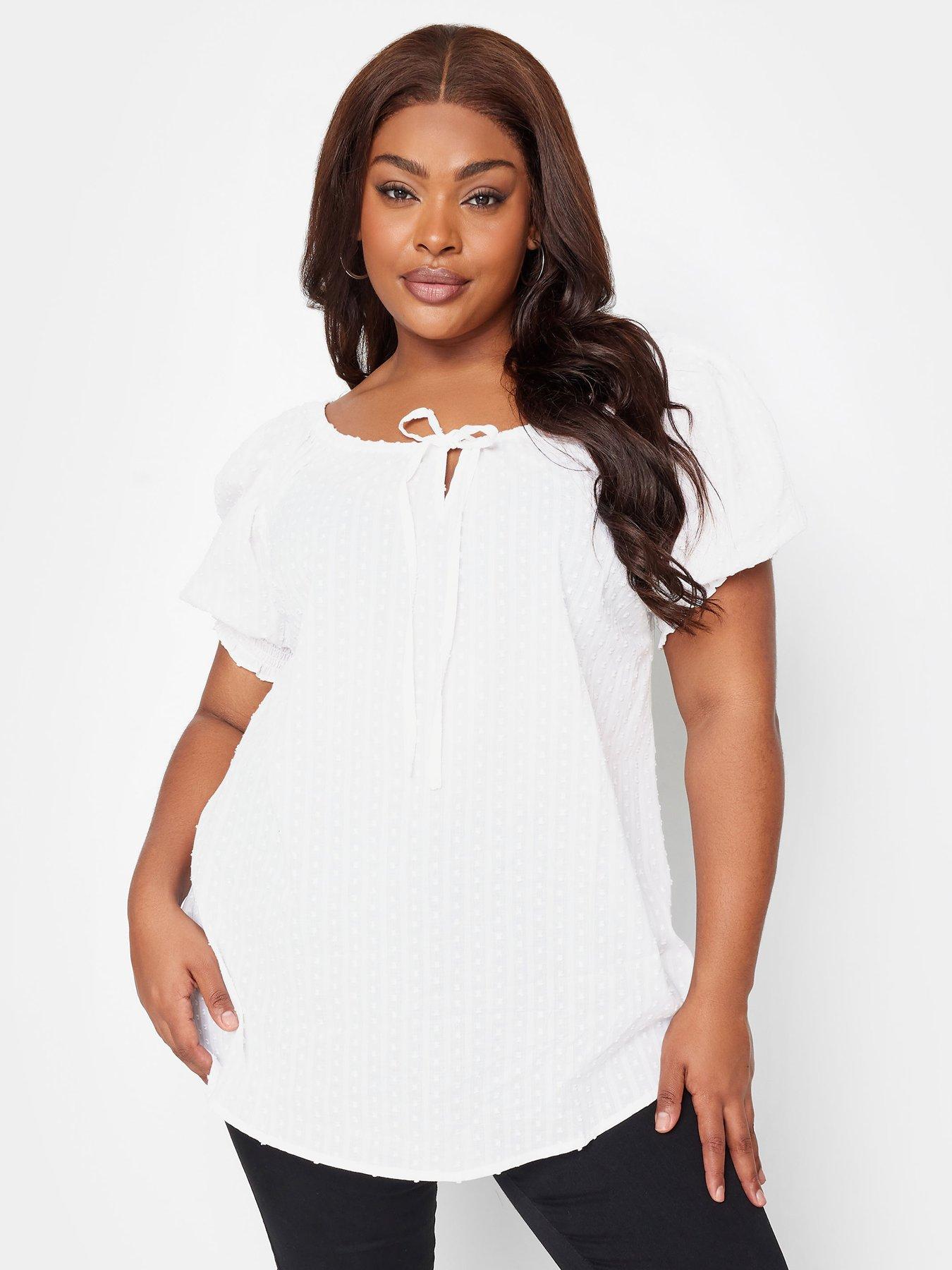 Yours Sb Gypsy Top White Dobby