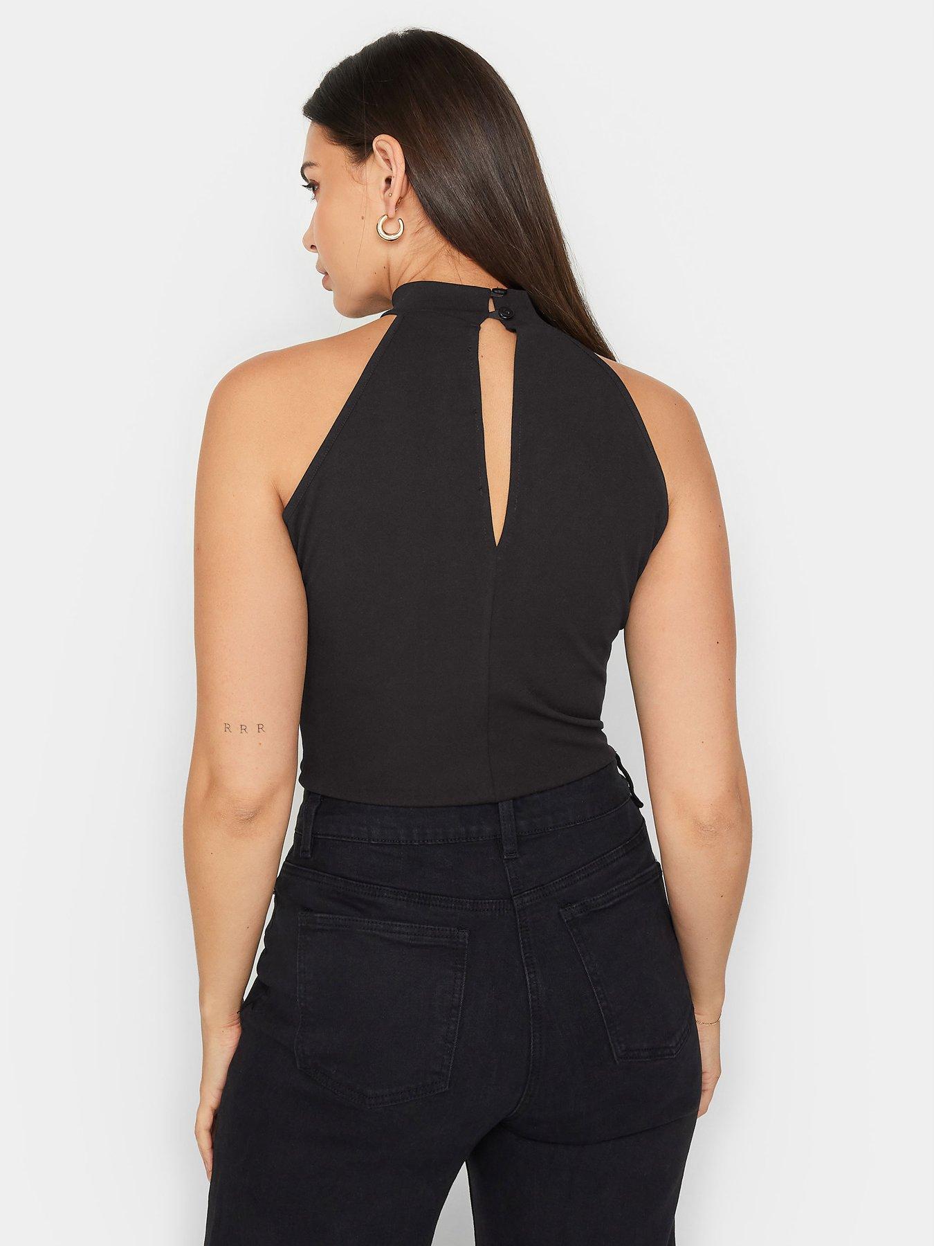 Image 2 of 4 of Long Tall Sally Corsage Halter Neck Top - Black