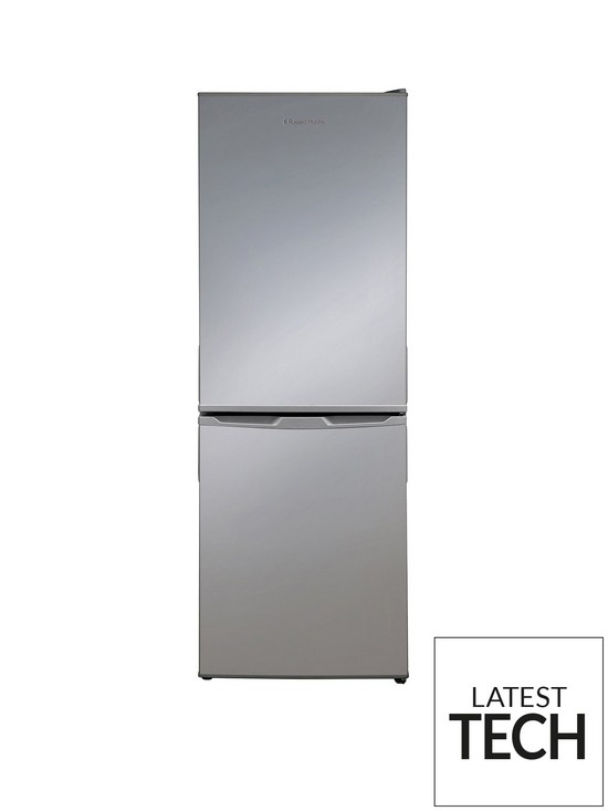 front image of russell-hobbs-silver-rh50ff145s-50cm-wide-145cm-high-low-frost-fridge-freezer-silver