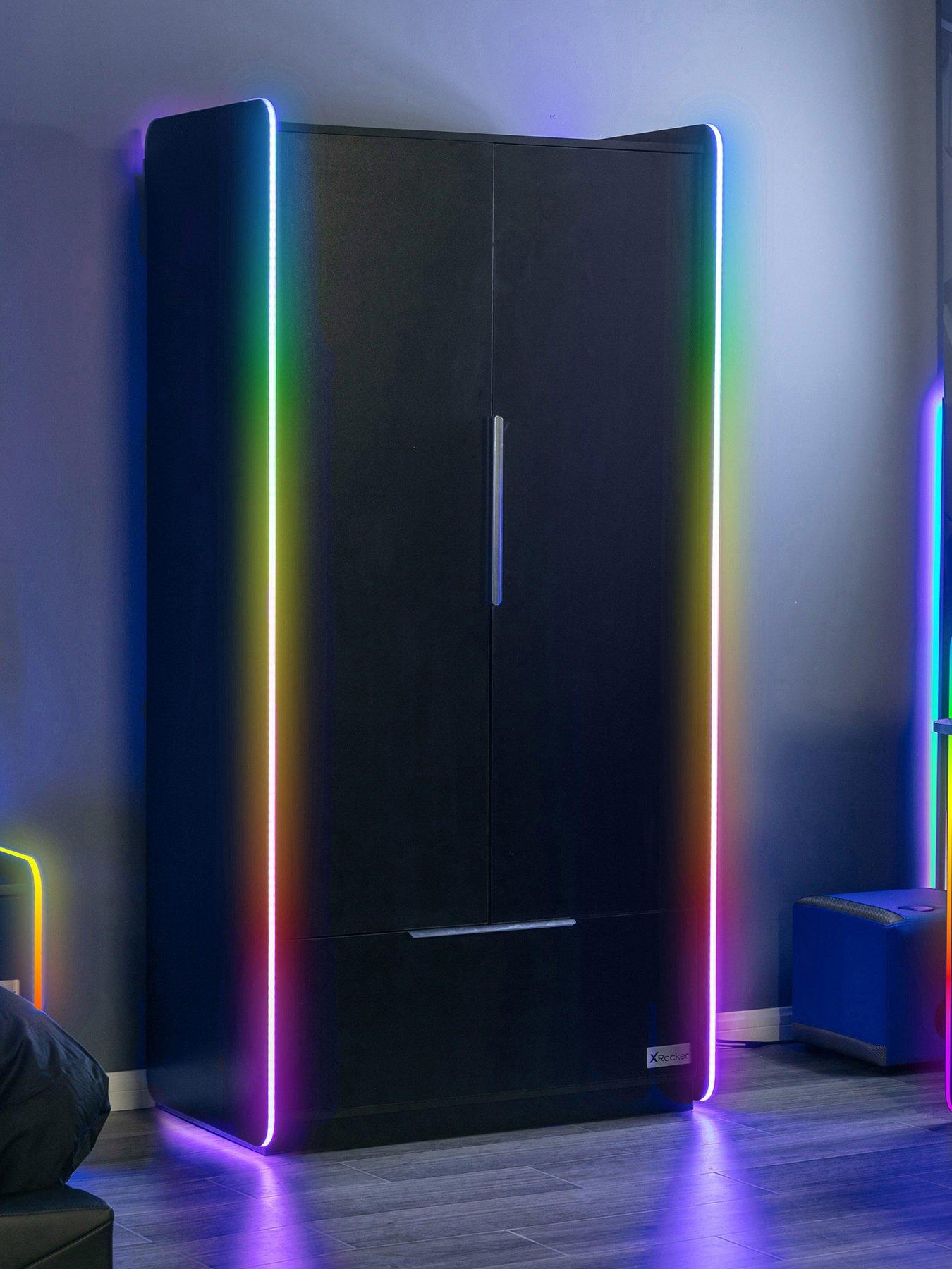 Product photograph of X Rocker Electra 2 Door 1 Drawer Wardrobe With Neo Motion App Lighting Control from very.co.uk