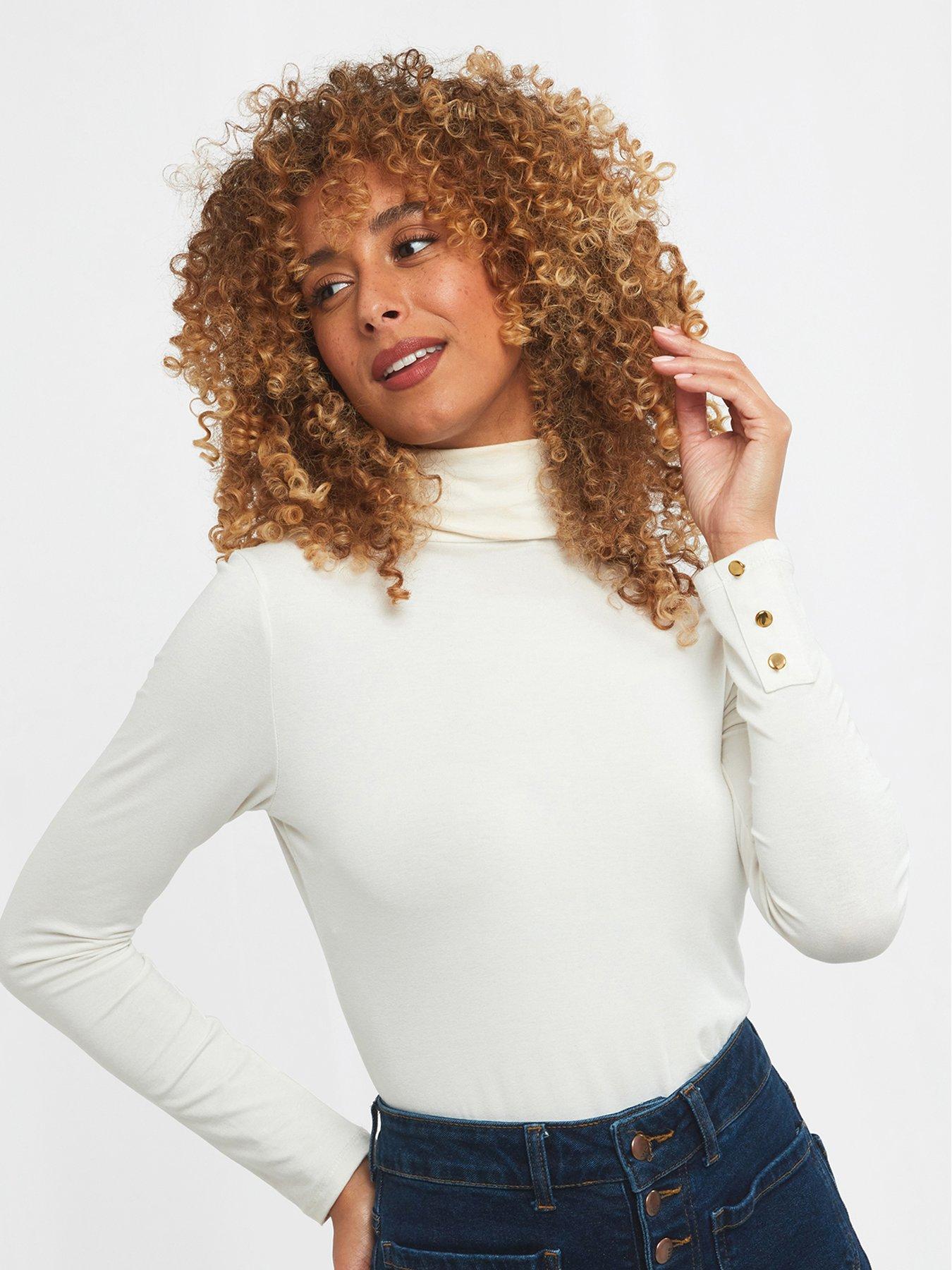 undefined Roll Neck Top Jersey - White