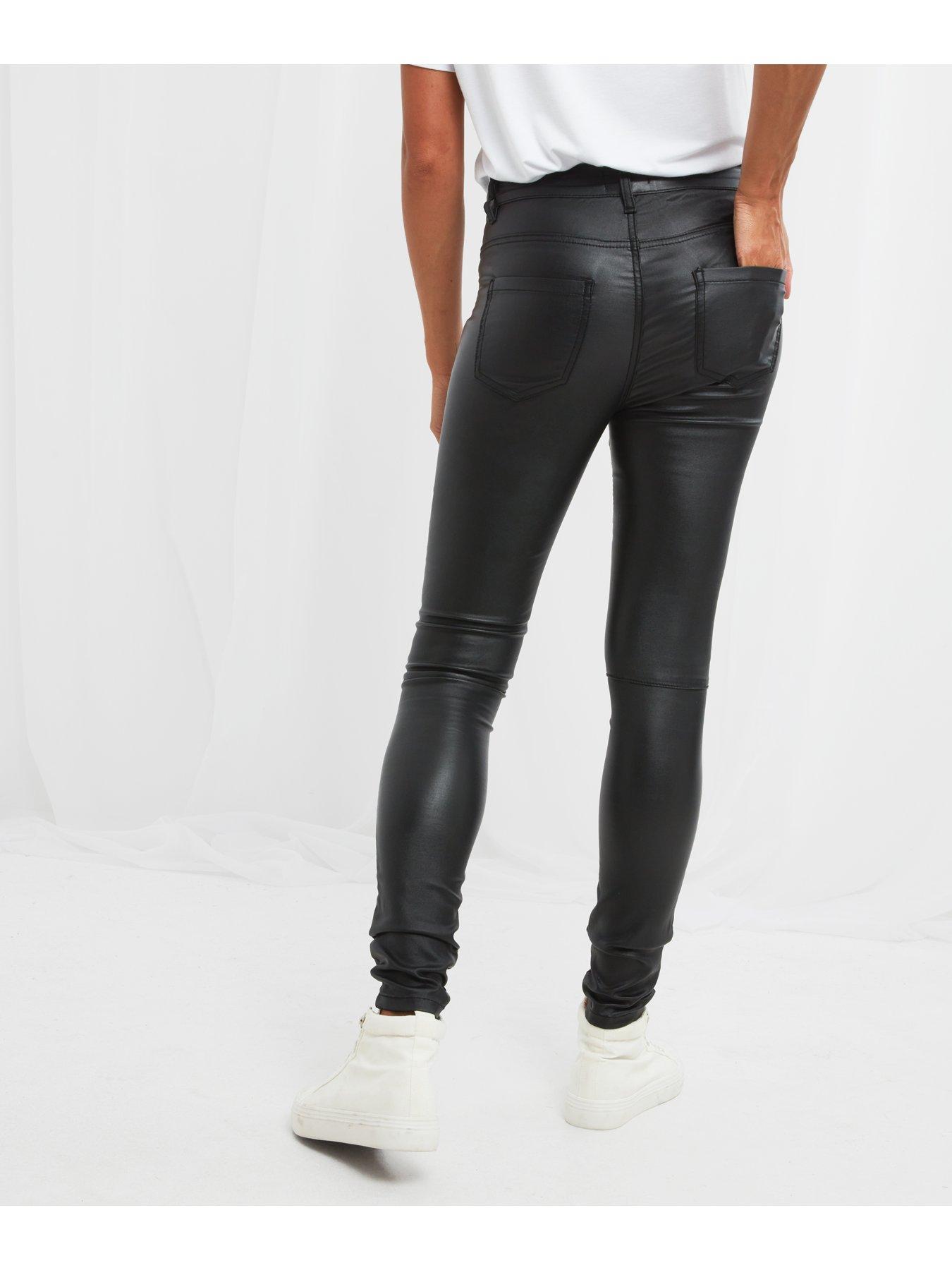 Rock Chick Leather Look Trousers Black