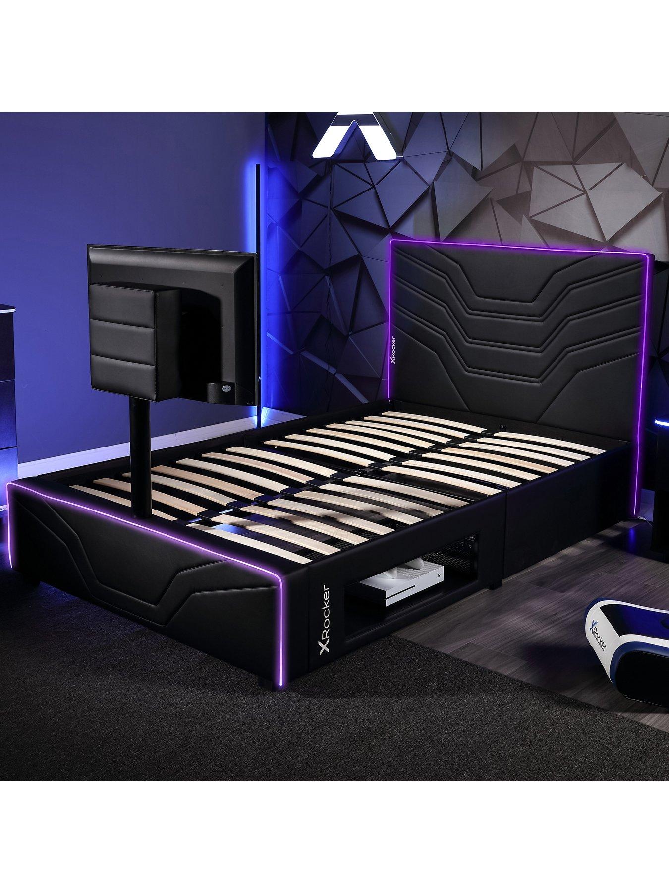 X Rocker Oracle Neo Fibre Esport Upholstered Single TV Bed Frame with