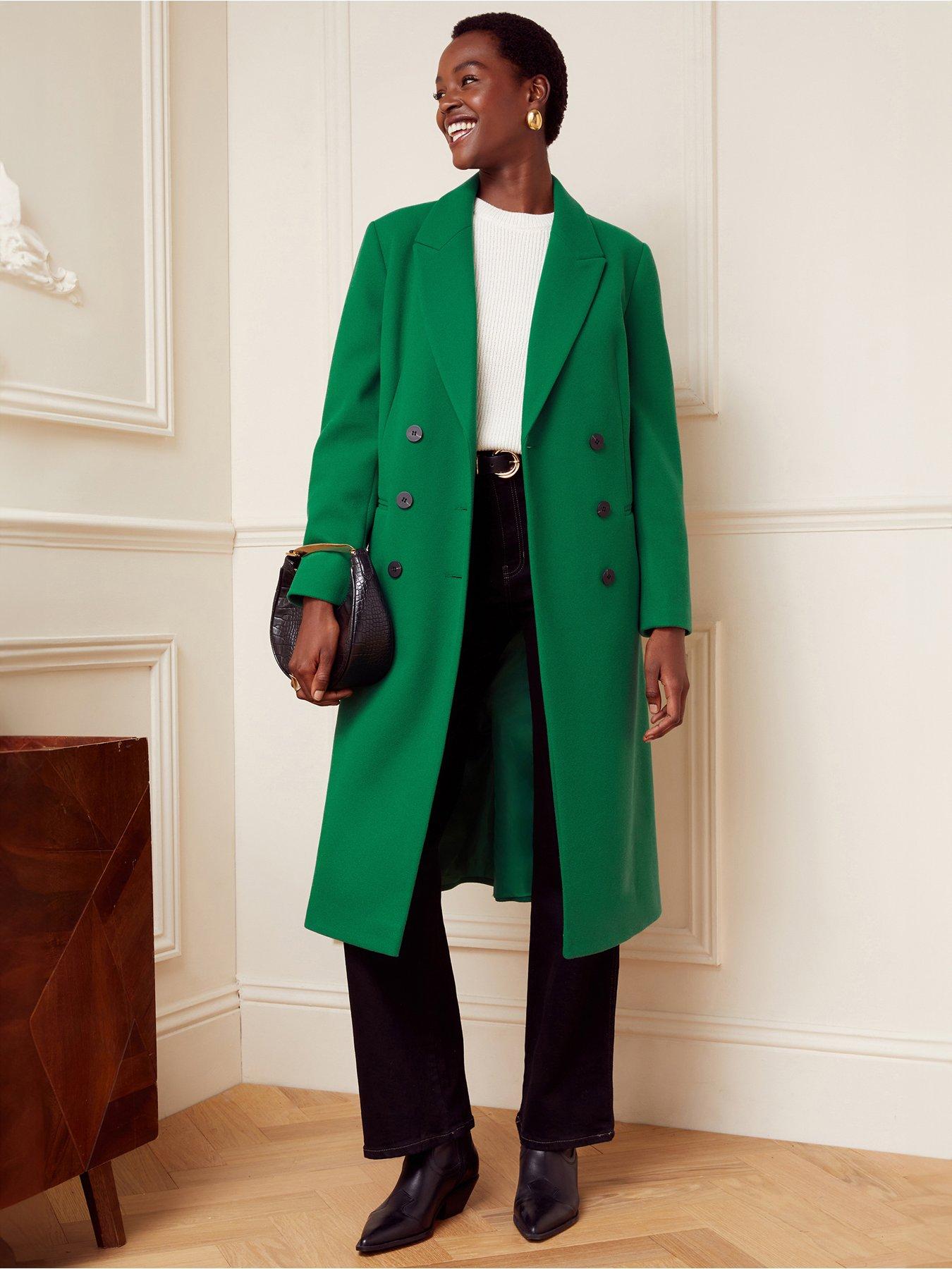 Green single hotsell breasted coat