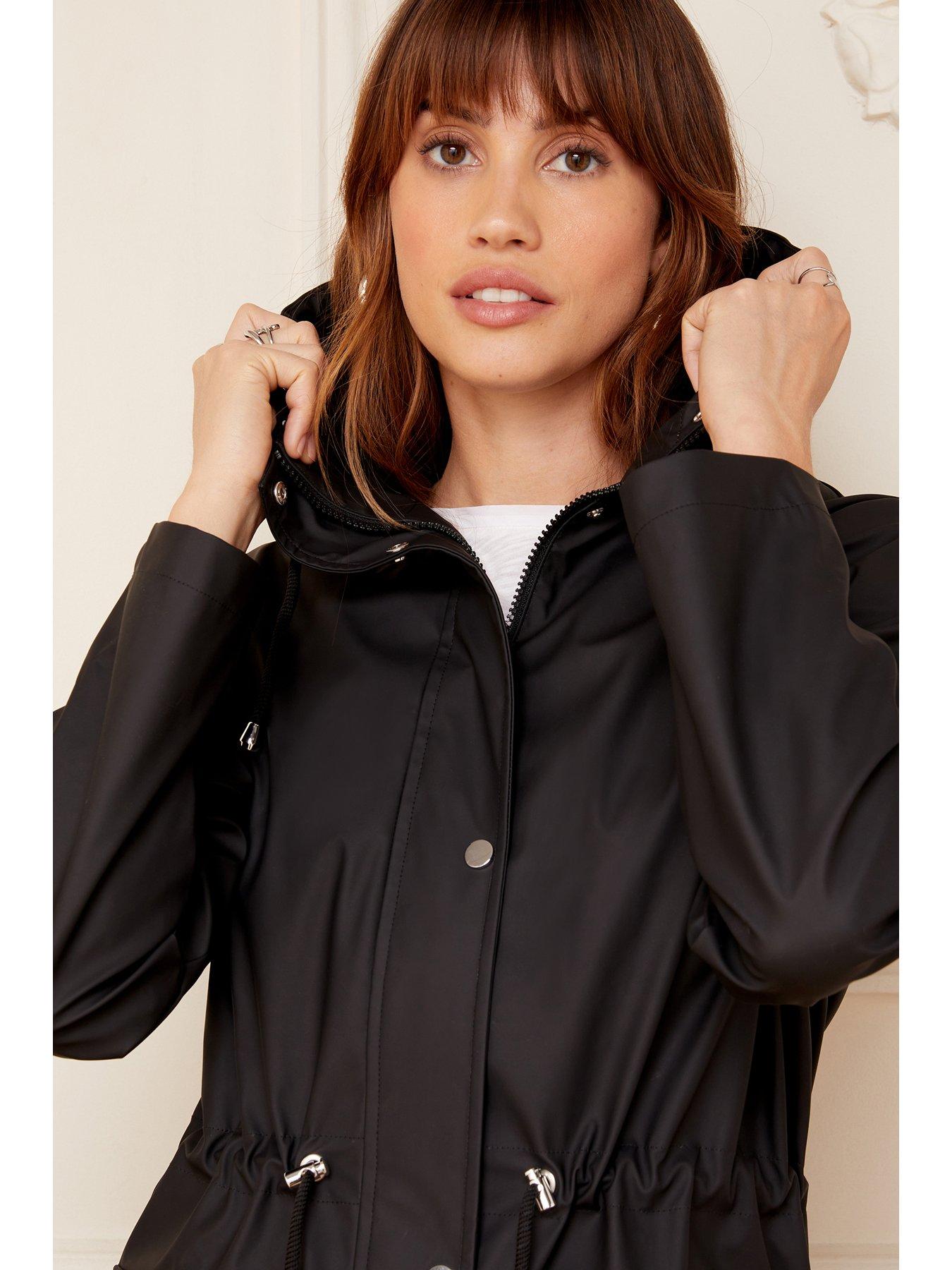 Long lined clearance raincoat with hood