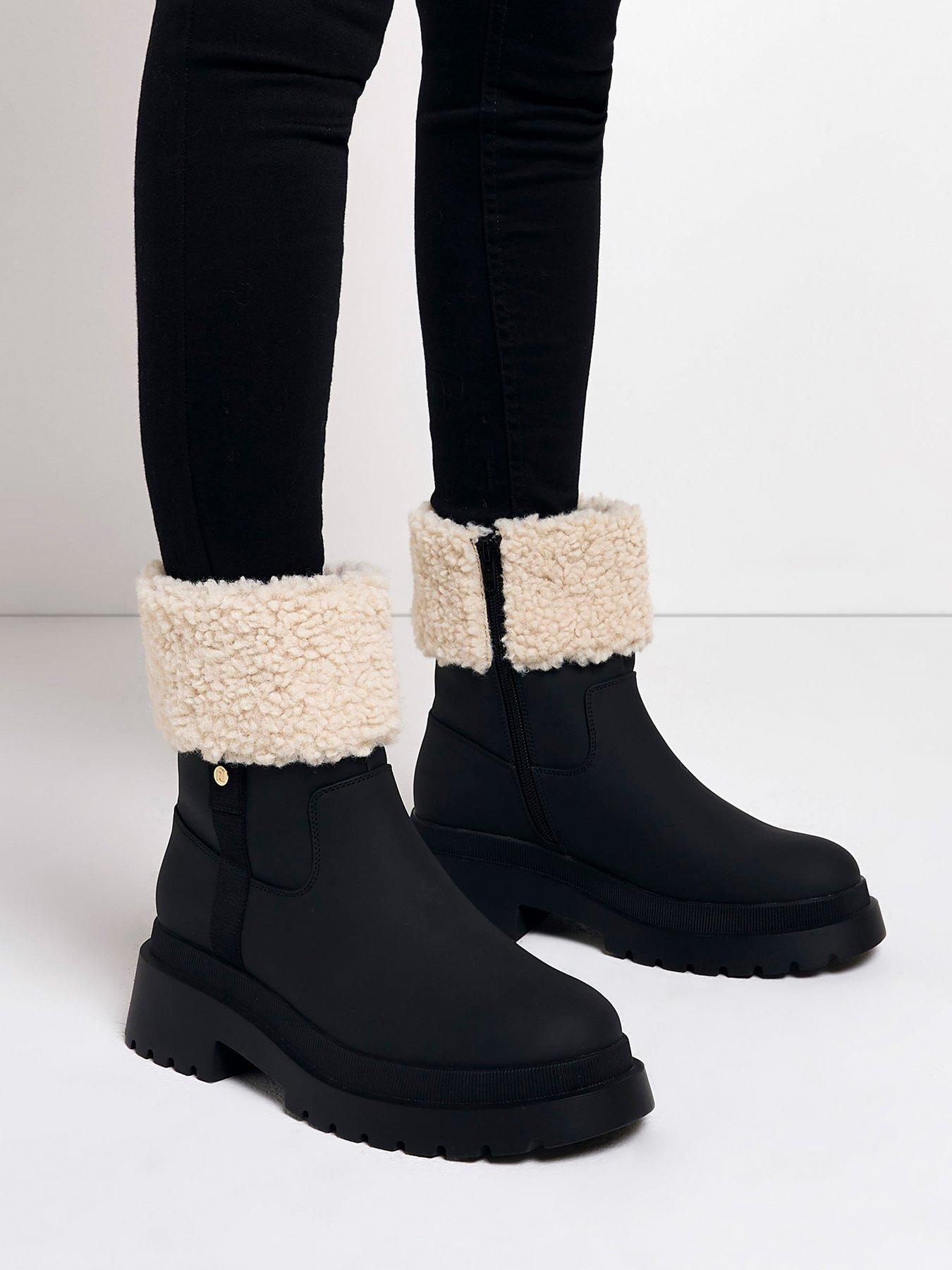 River island black boots womens sales