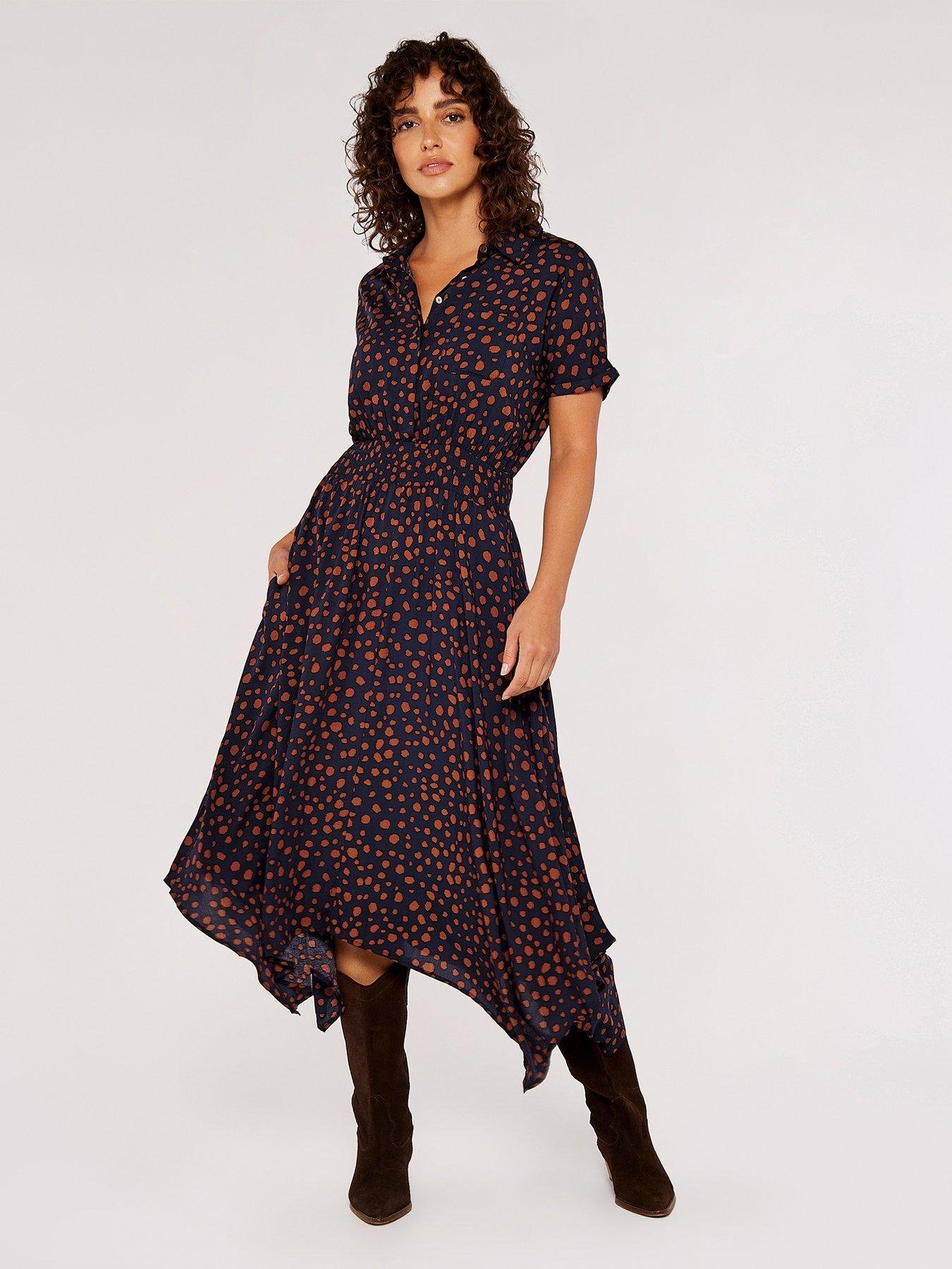 Painterly Dot Smock Midi Dress