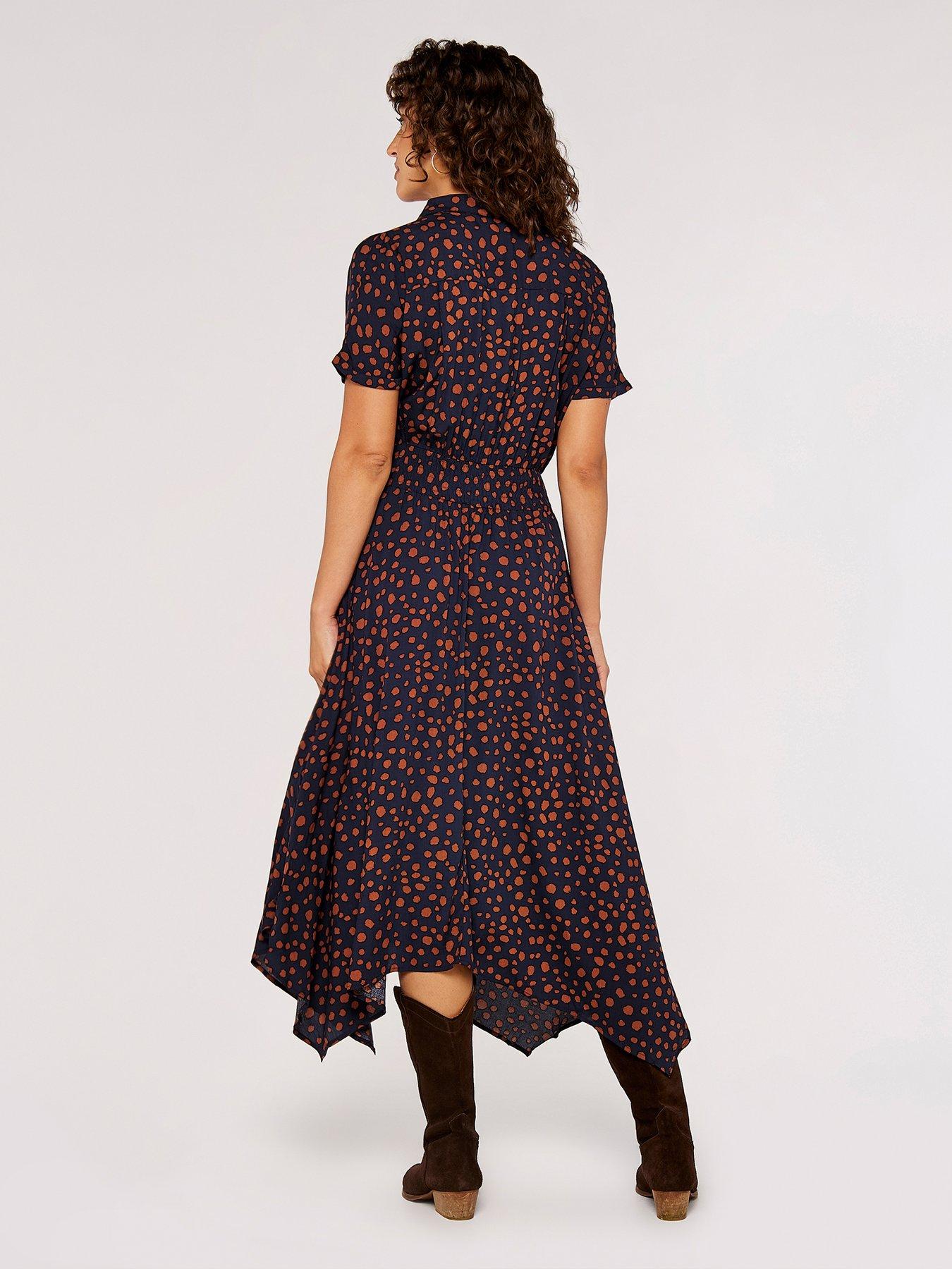Apricot Painterly Dot Smock Midi Dress | very.co.uk