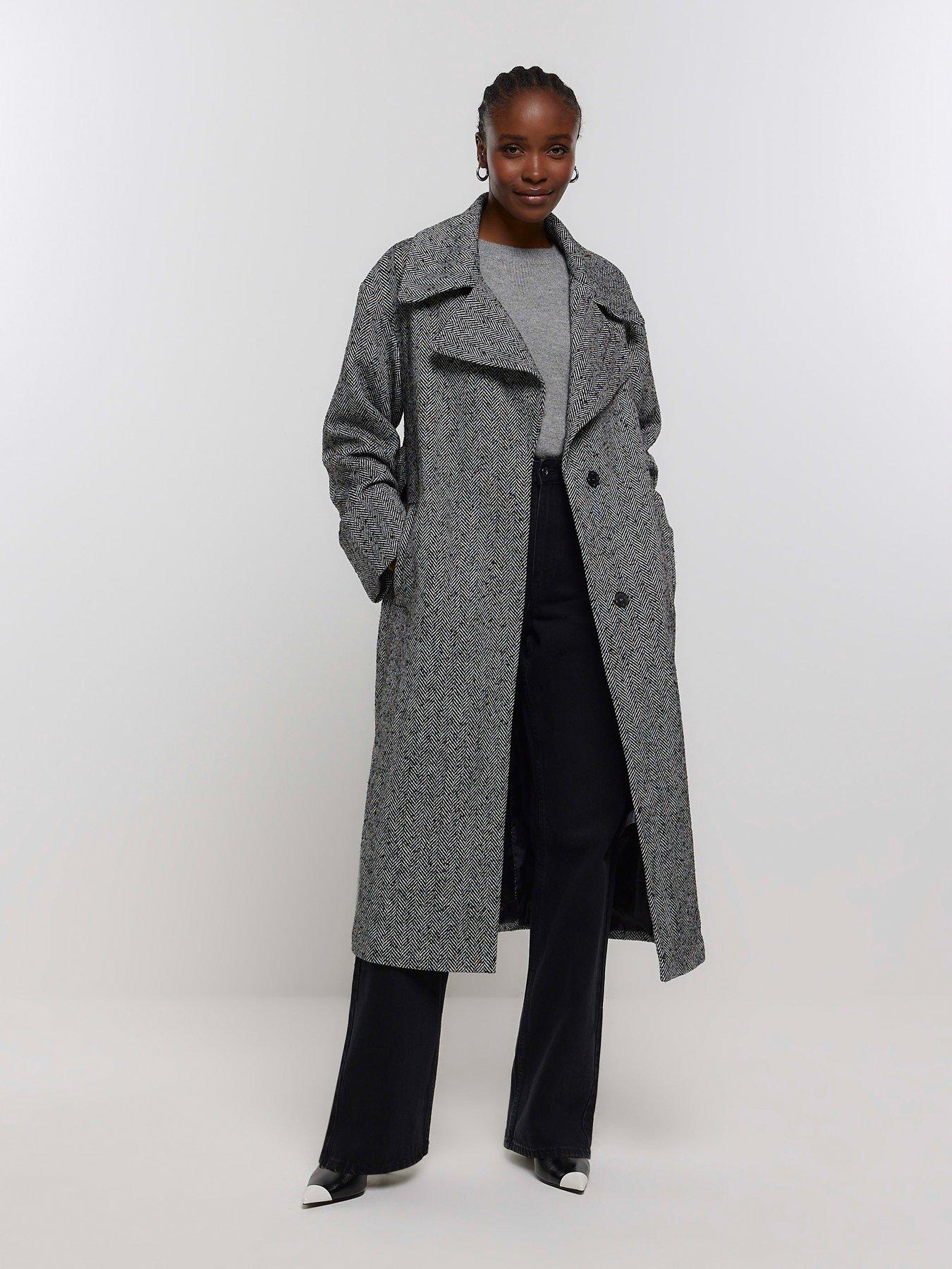 Black herringbone outlet coat