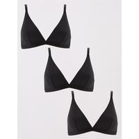 Ladies 3 Pack Triangle Bralettes - Black