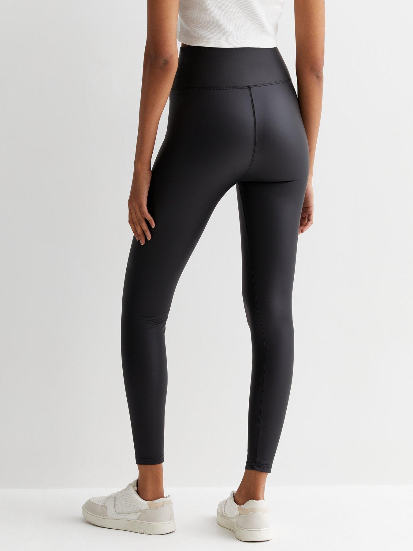 New Look Black Leather-Look High Waist Leggings