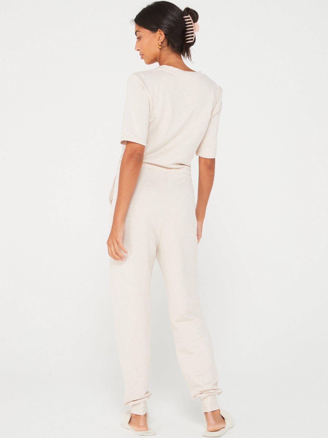 V by Very Short Sleeve Button Up Jumpsuit Grey