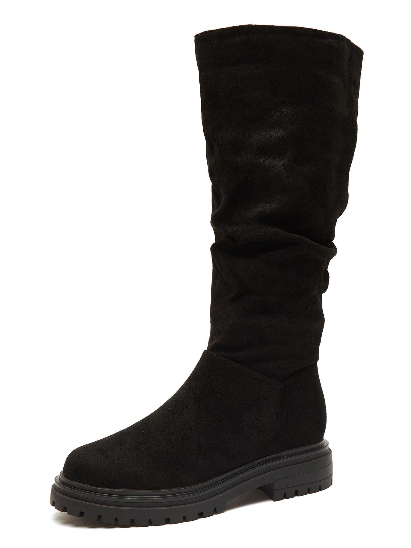 Wide fit black suede knee 2024 high boots