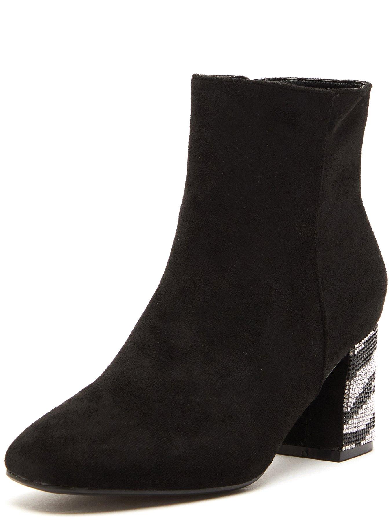 Black ankle boots with diamante outlet heels