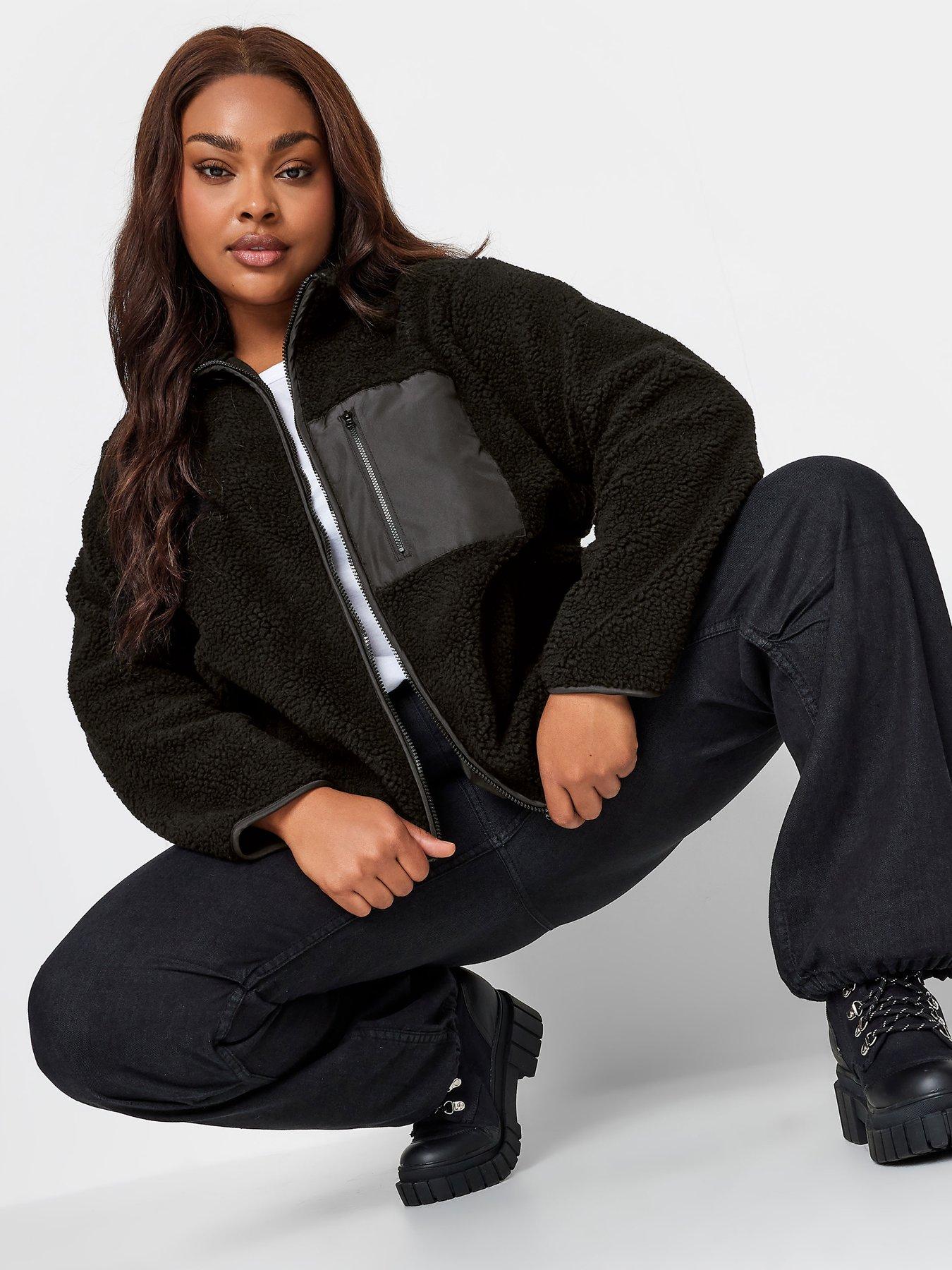 undefined Borg Nylon Pocket Fleece Black